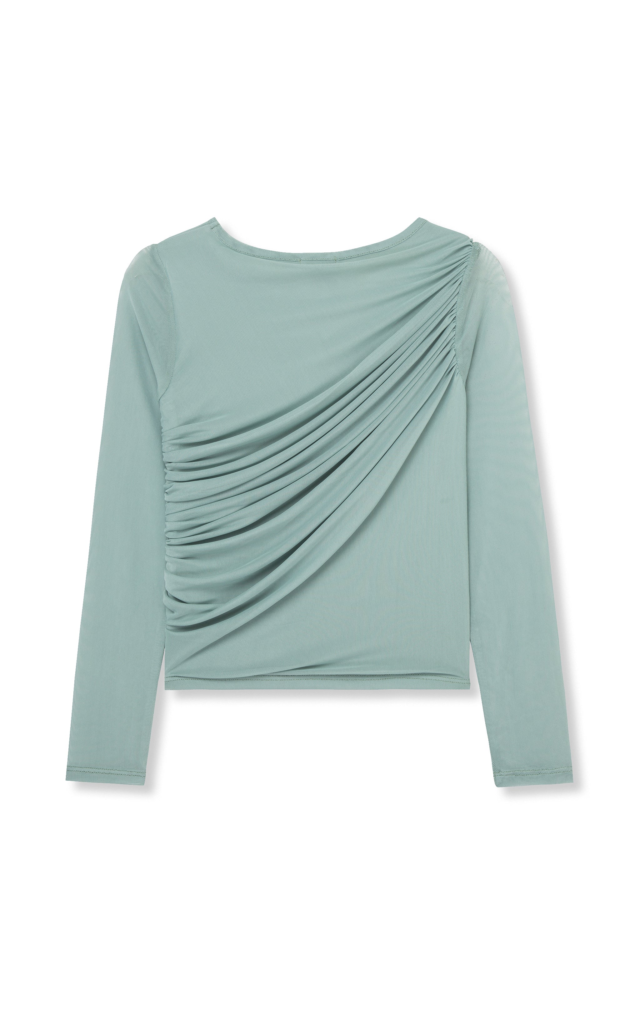 Ruched Long Sleeve Mesh Top | 7-16