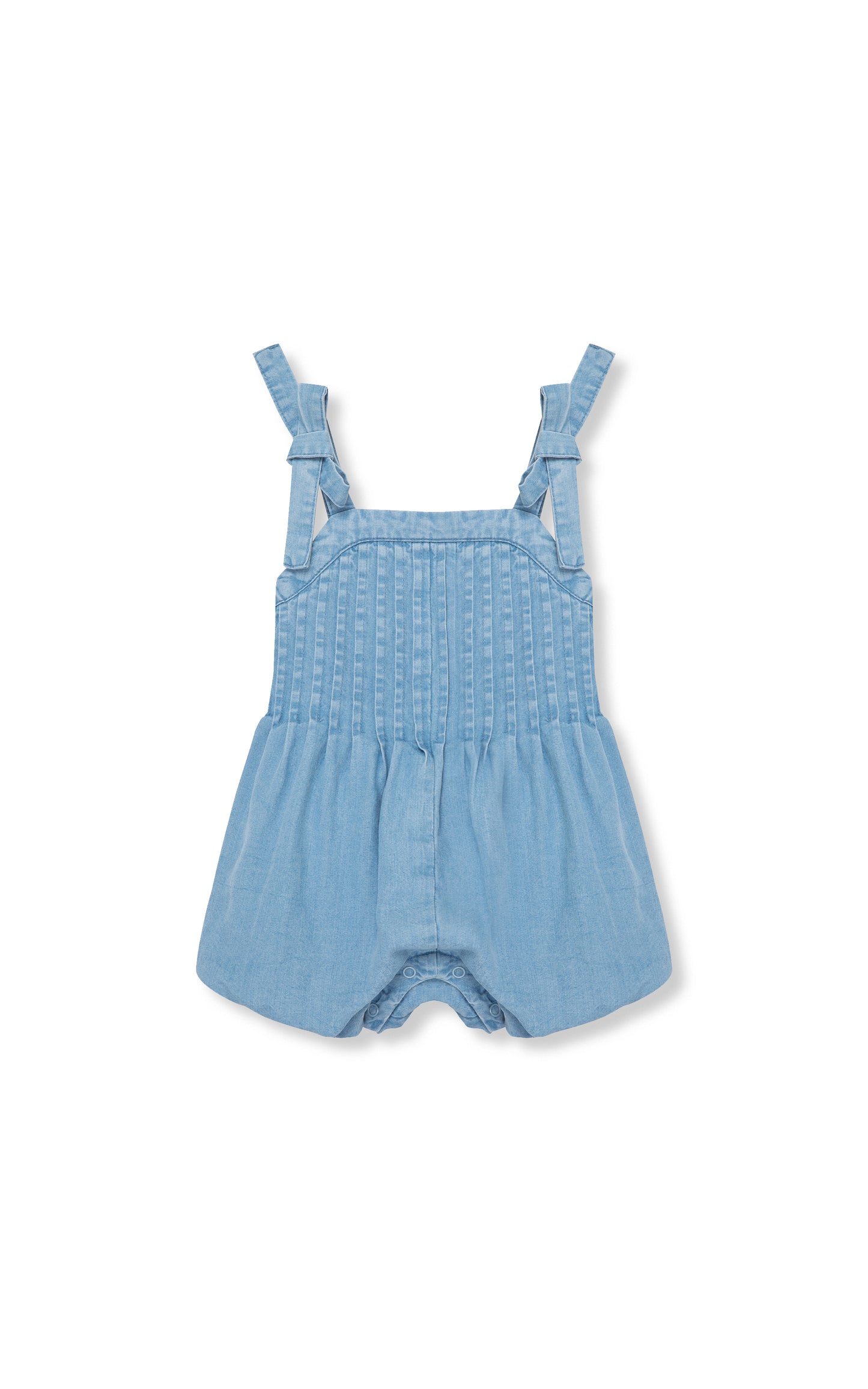 Pintuck Tie Shoulder Bubble Romper | 12-24M