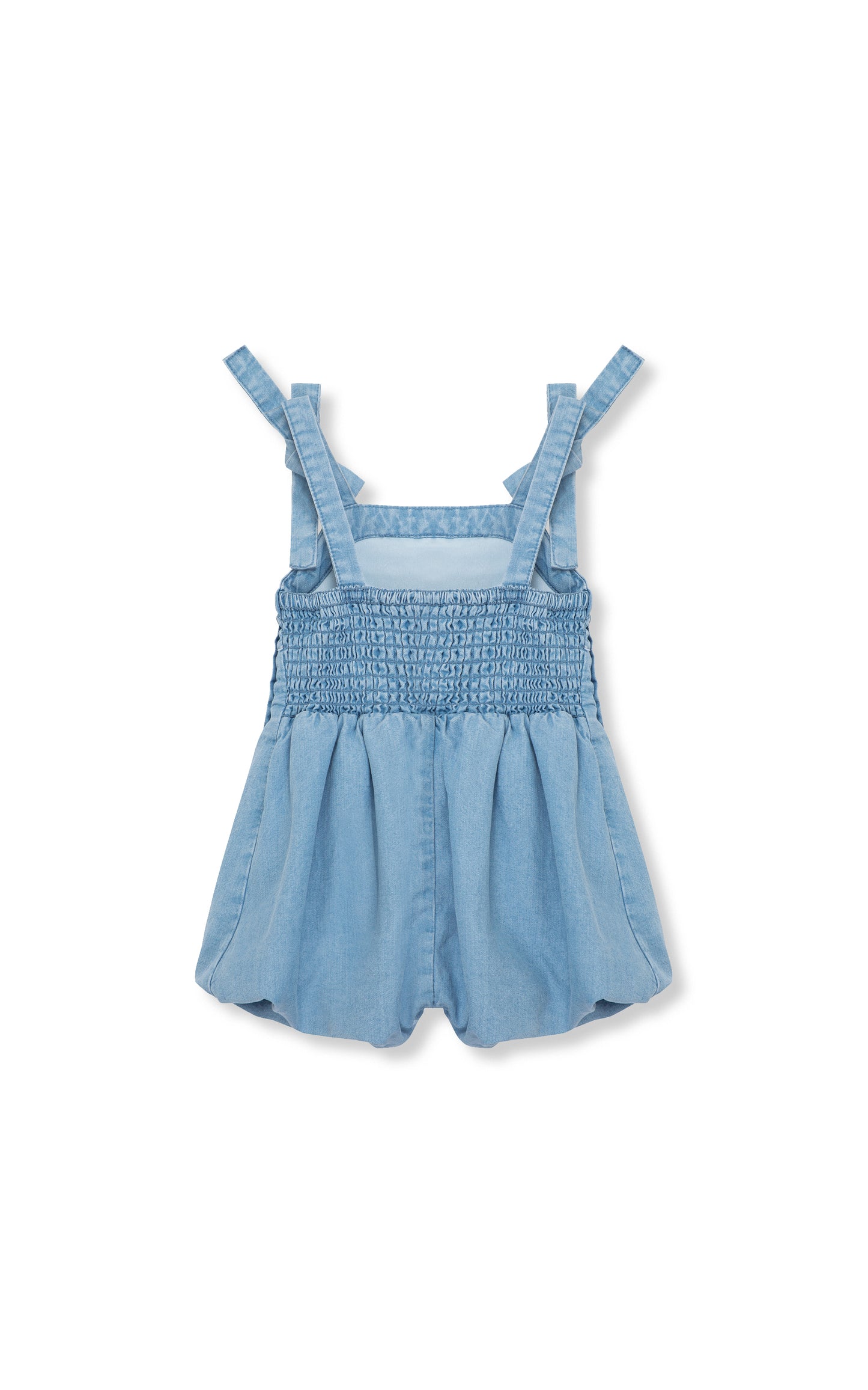 Pintuck Tie Shoulder Bubble Romper | 12-24M