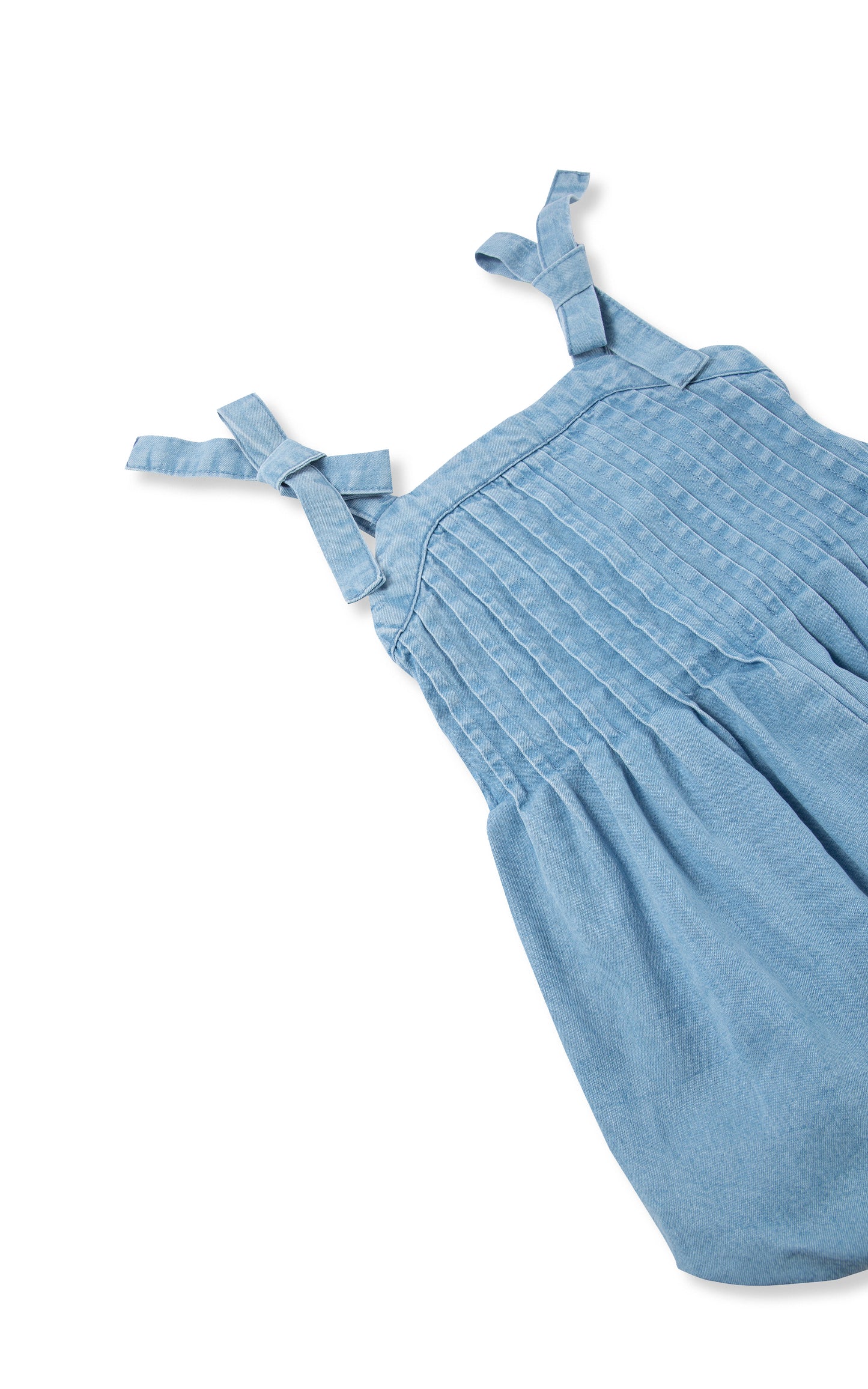 Pintuck Tie Shoulder Bubble Romper | 12-24M