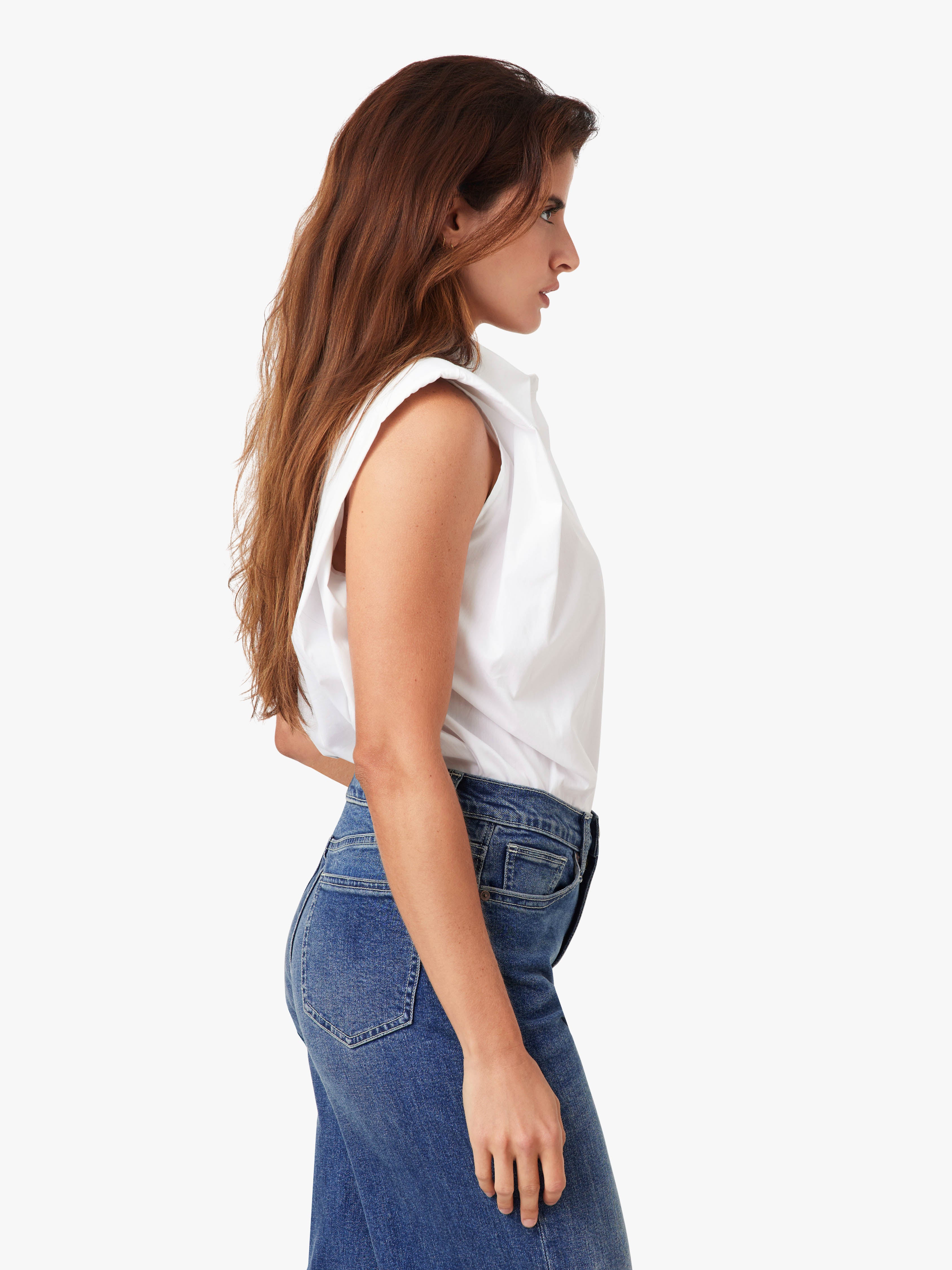 Sleeveless Shoulder Pad Shirt