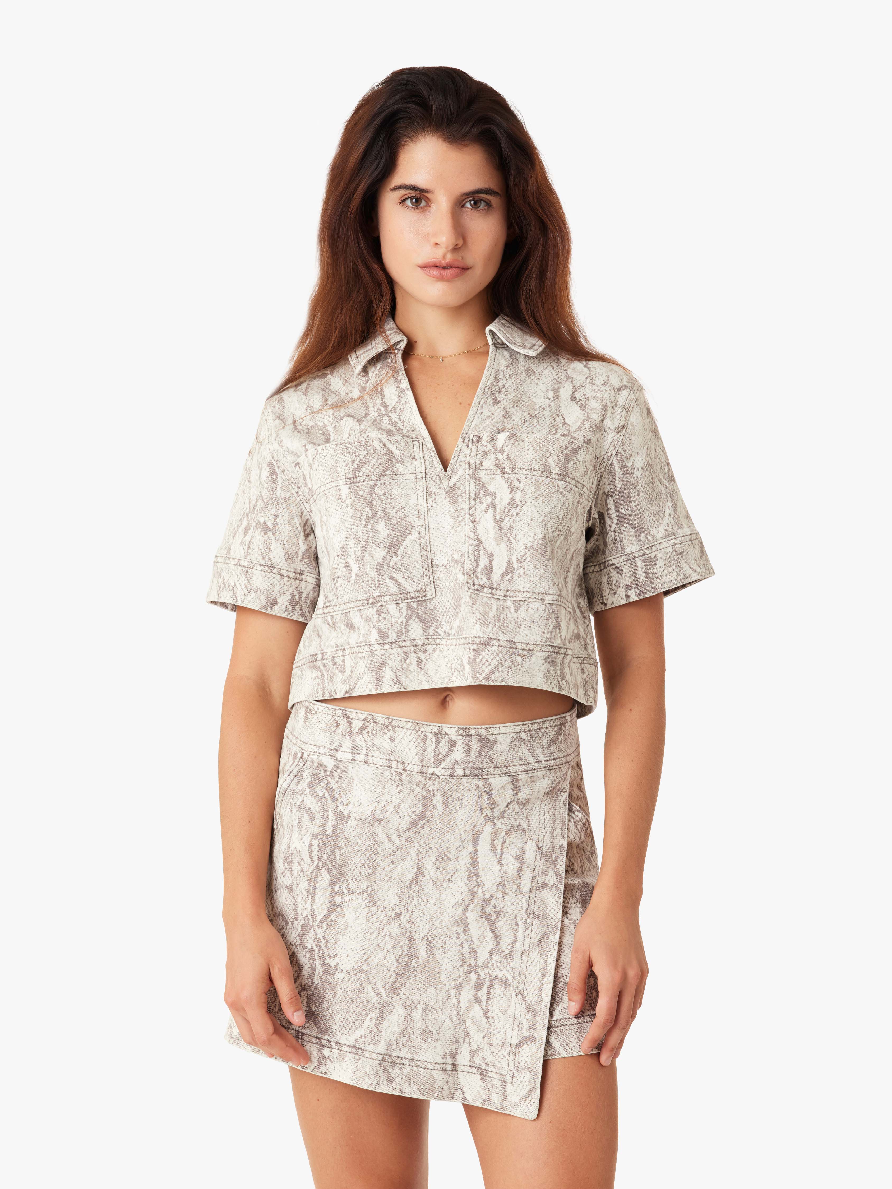 Snakeskin Popover Top