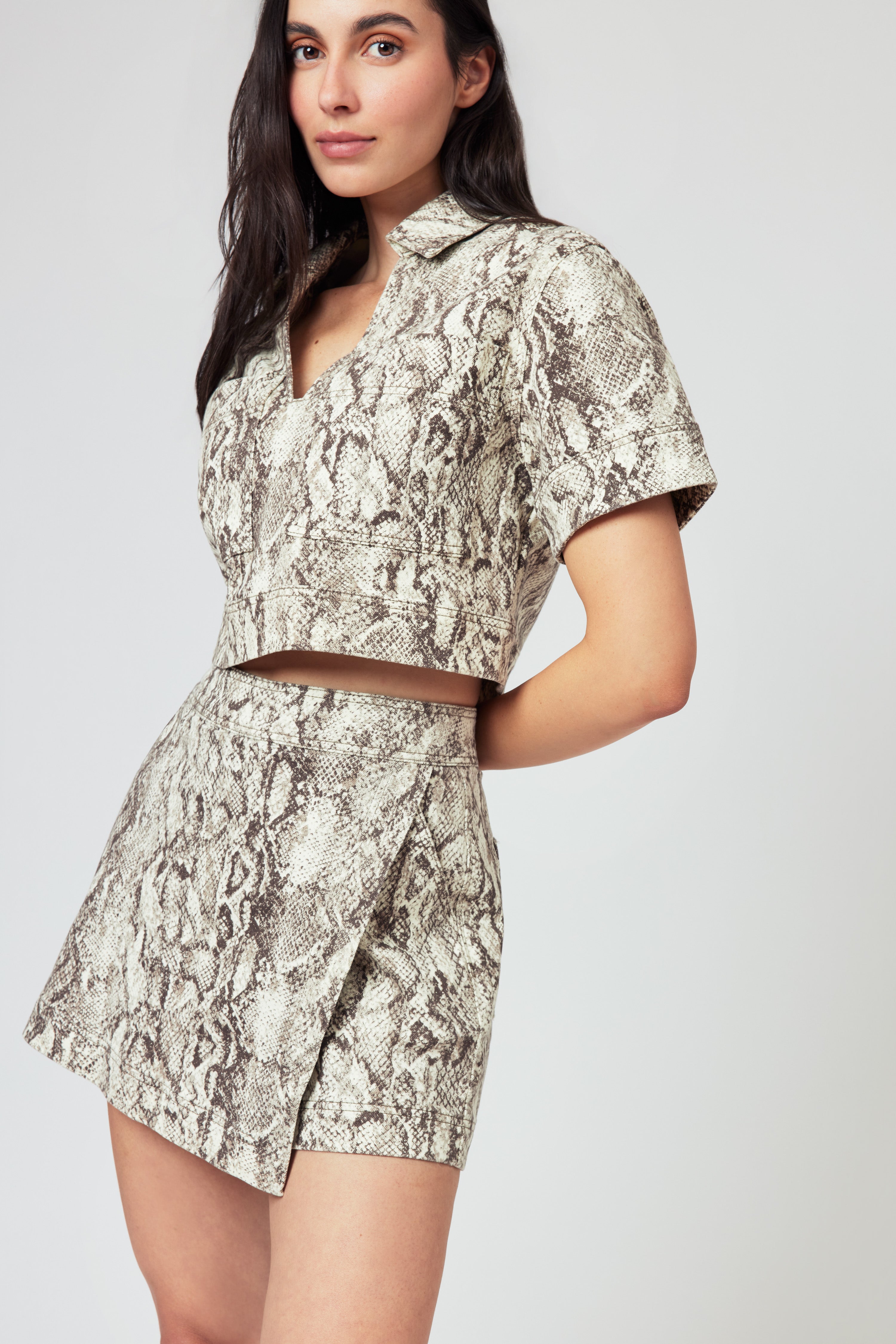 Snakeskin Popover Top