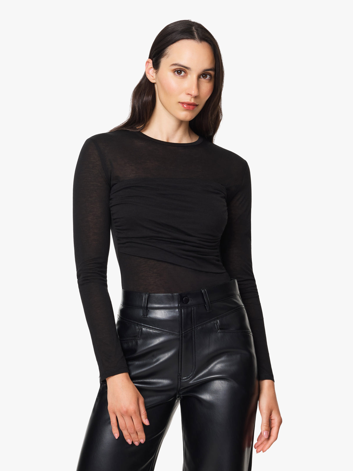 Shirred Double Layer Knit Top