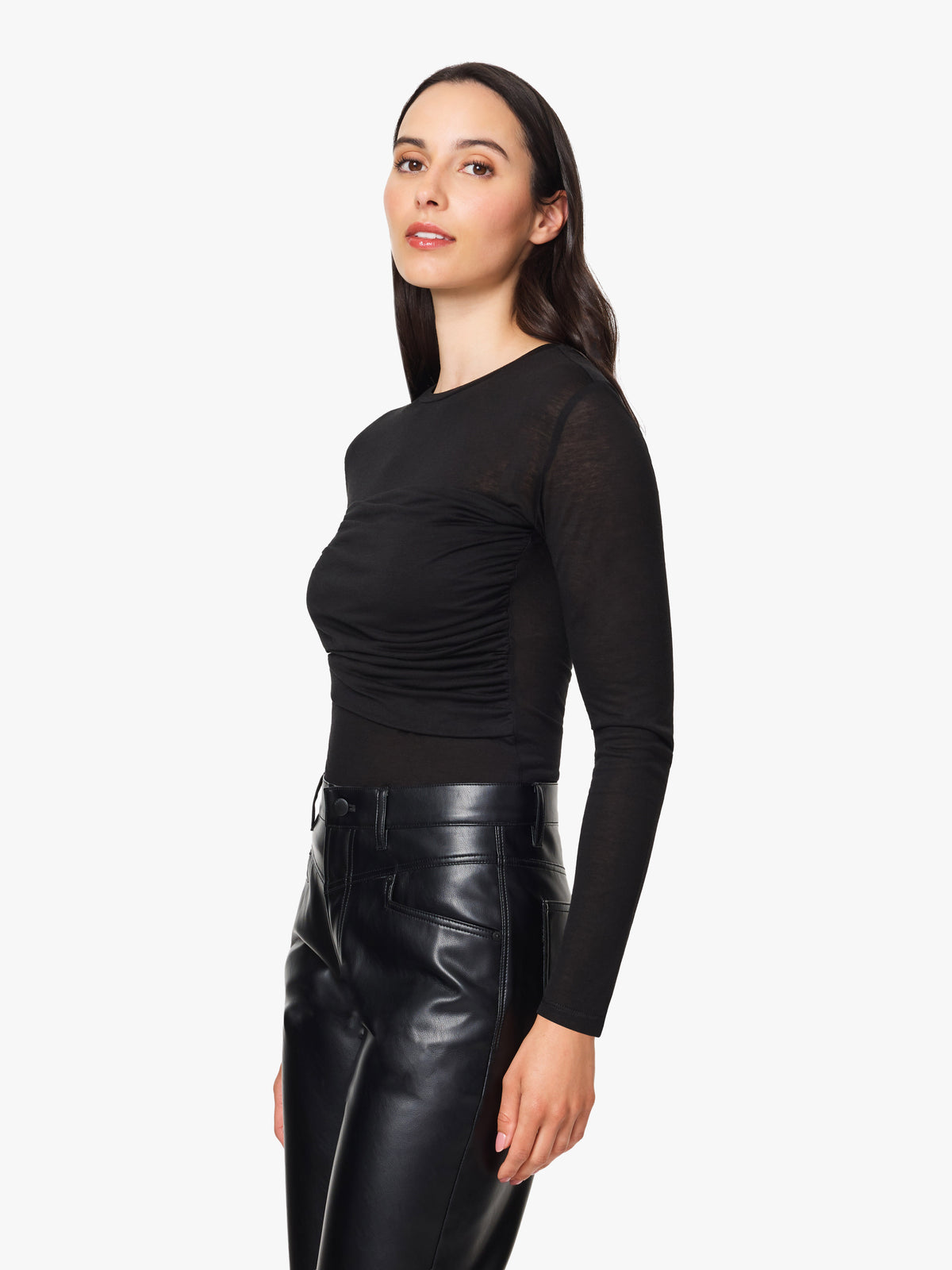 Shirred Double Layer Knit Top