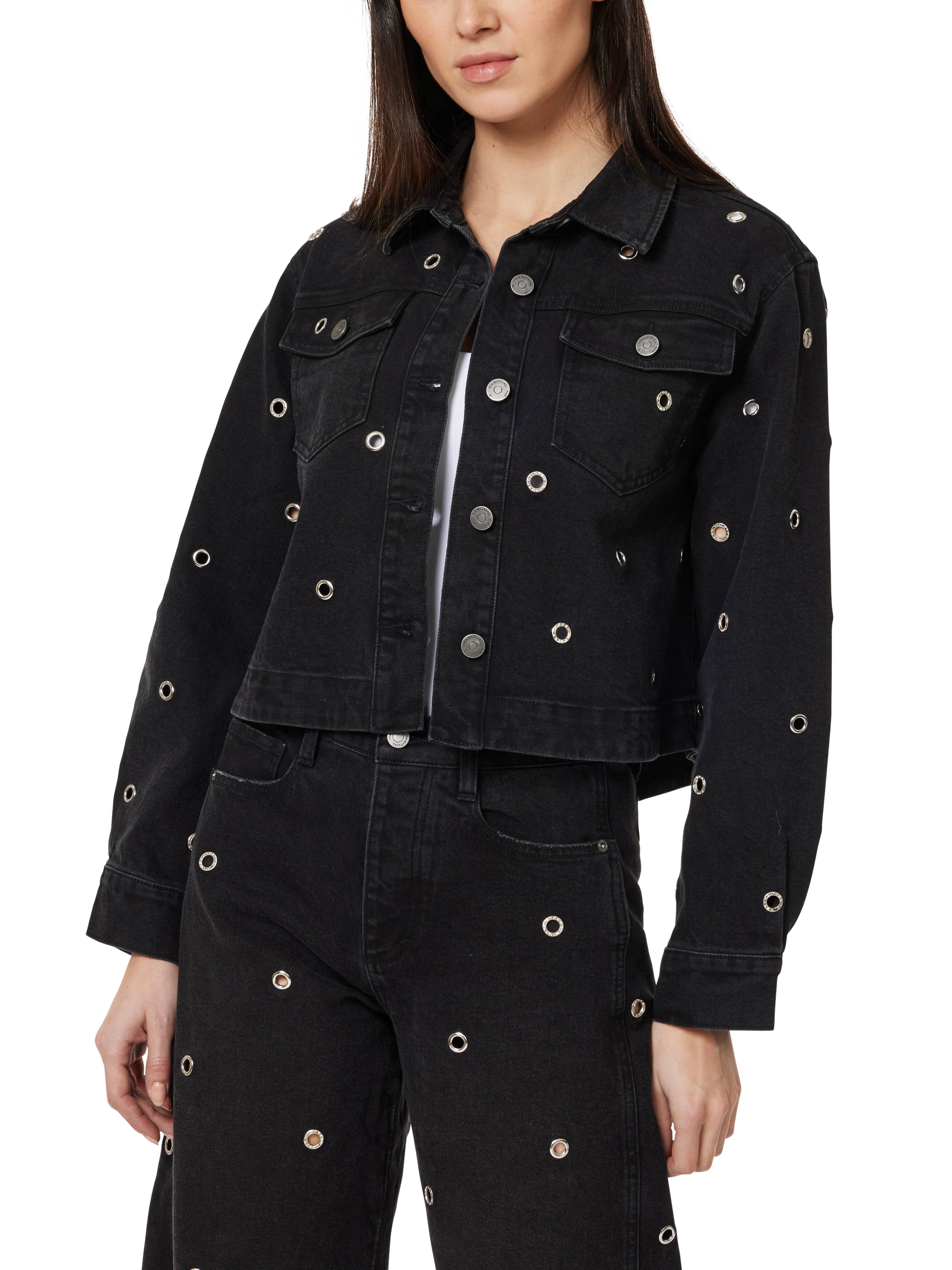Embellished Cropped Swingy Oversized Jacket