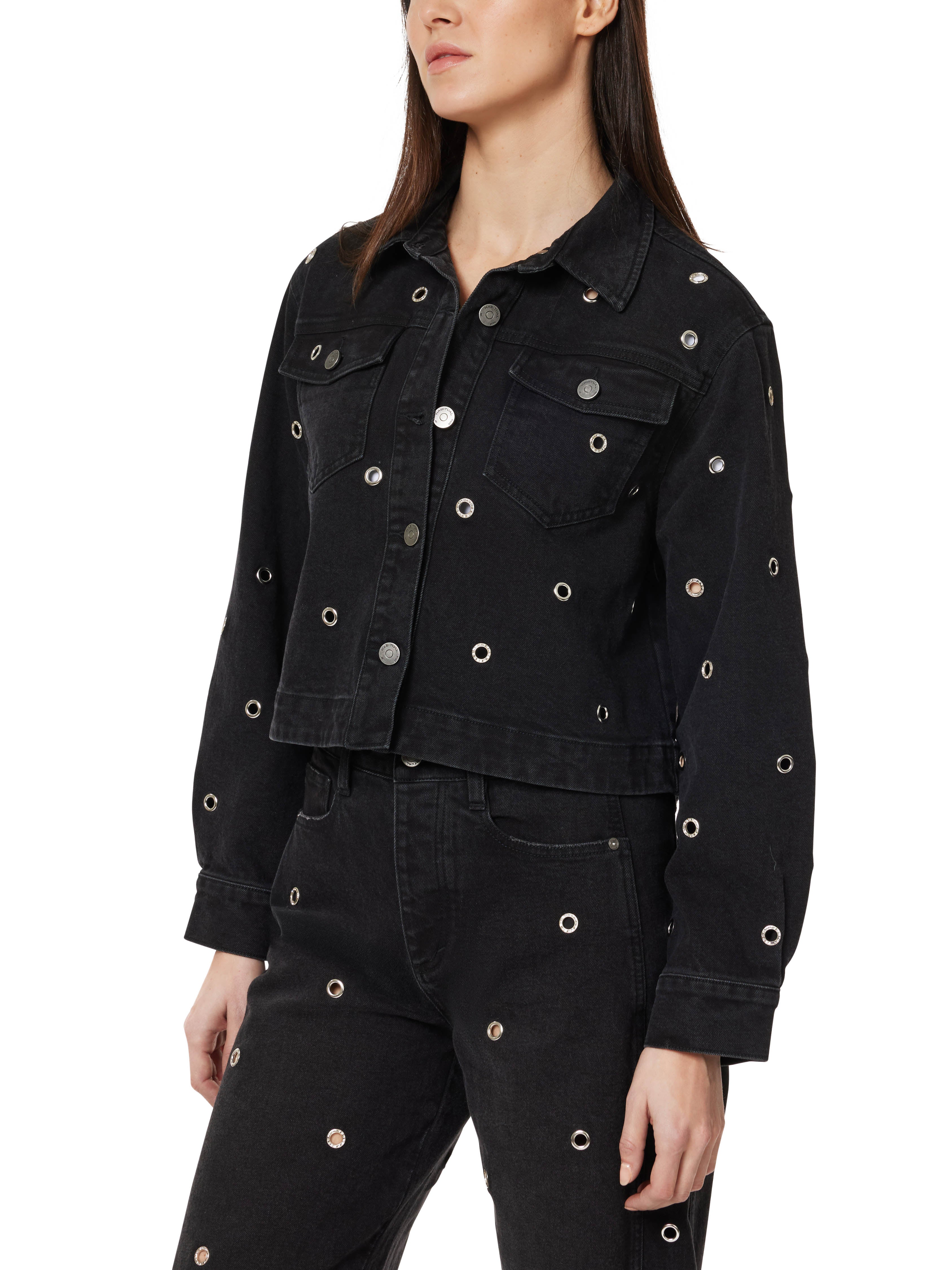 Embellished Cropped Swingy Oversized Jacket