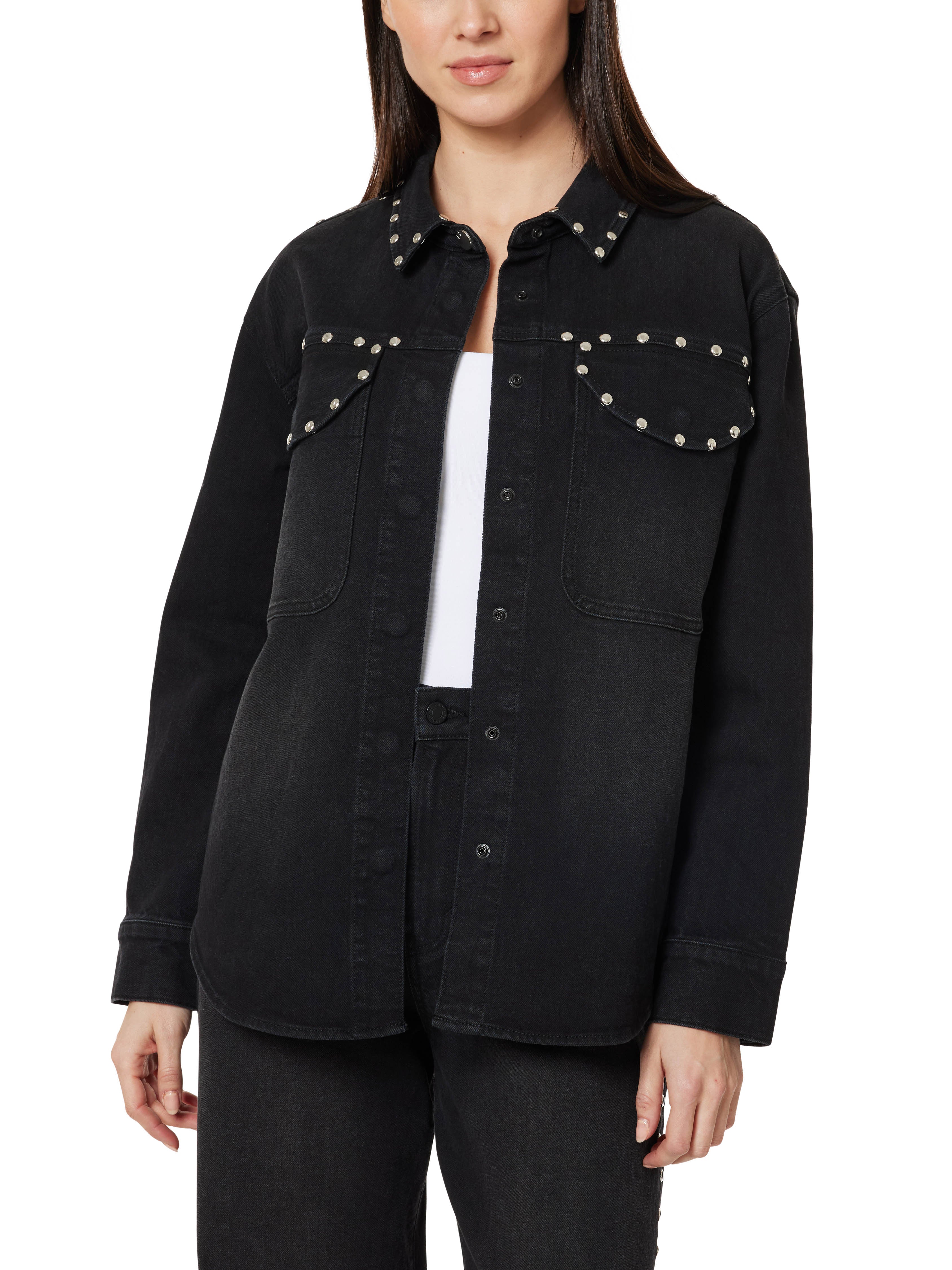 Denim Studded Shirt Jacket