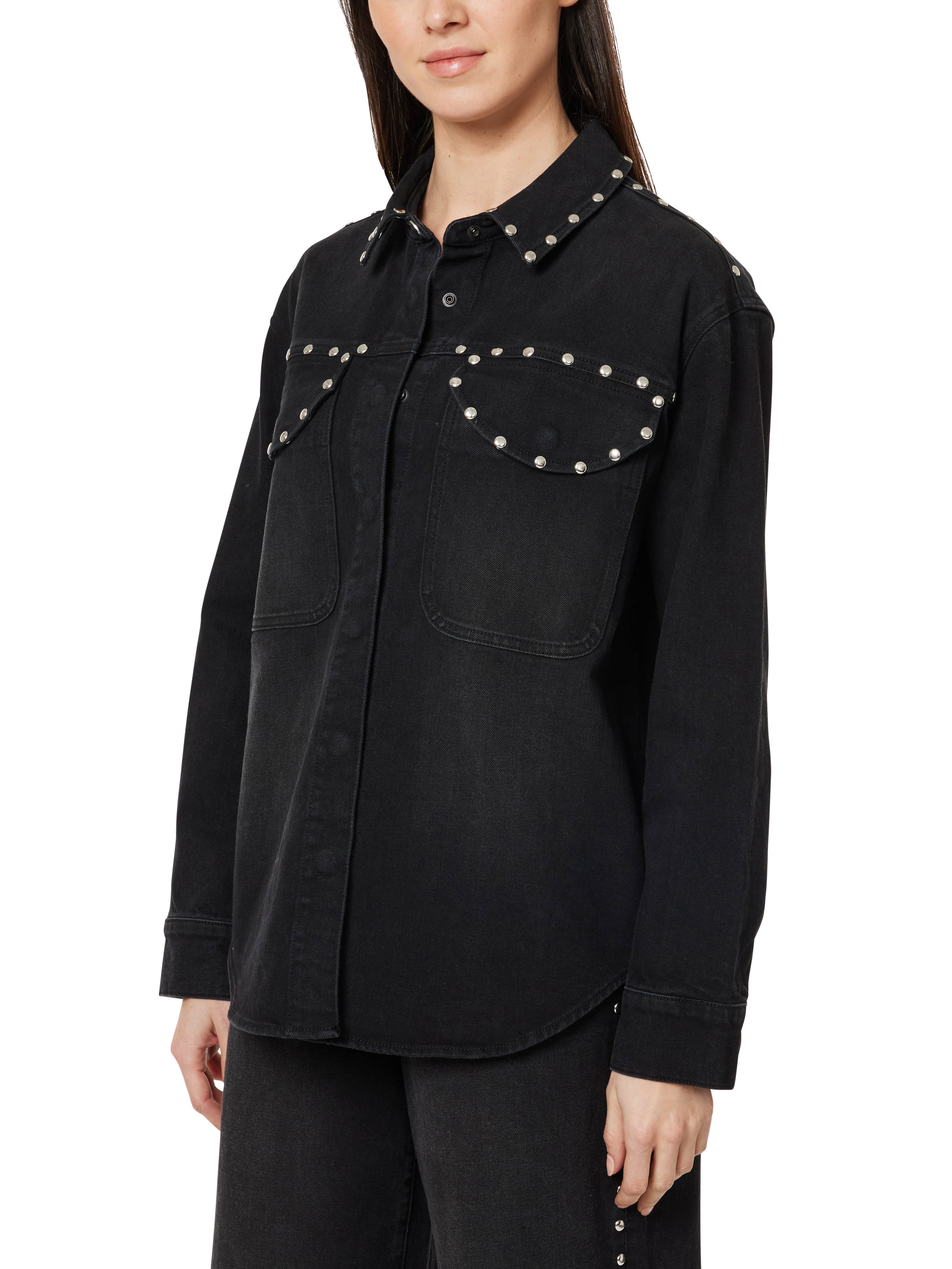 Denim Studded Shirt Jacket
