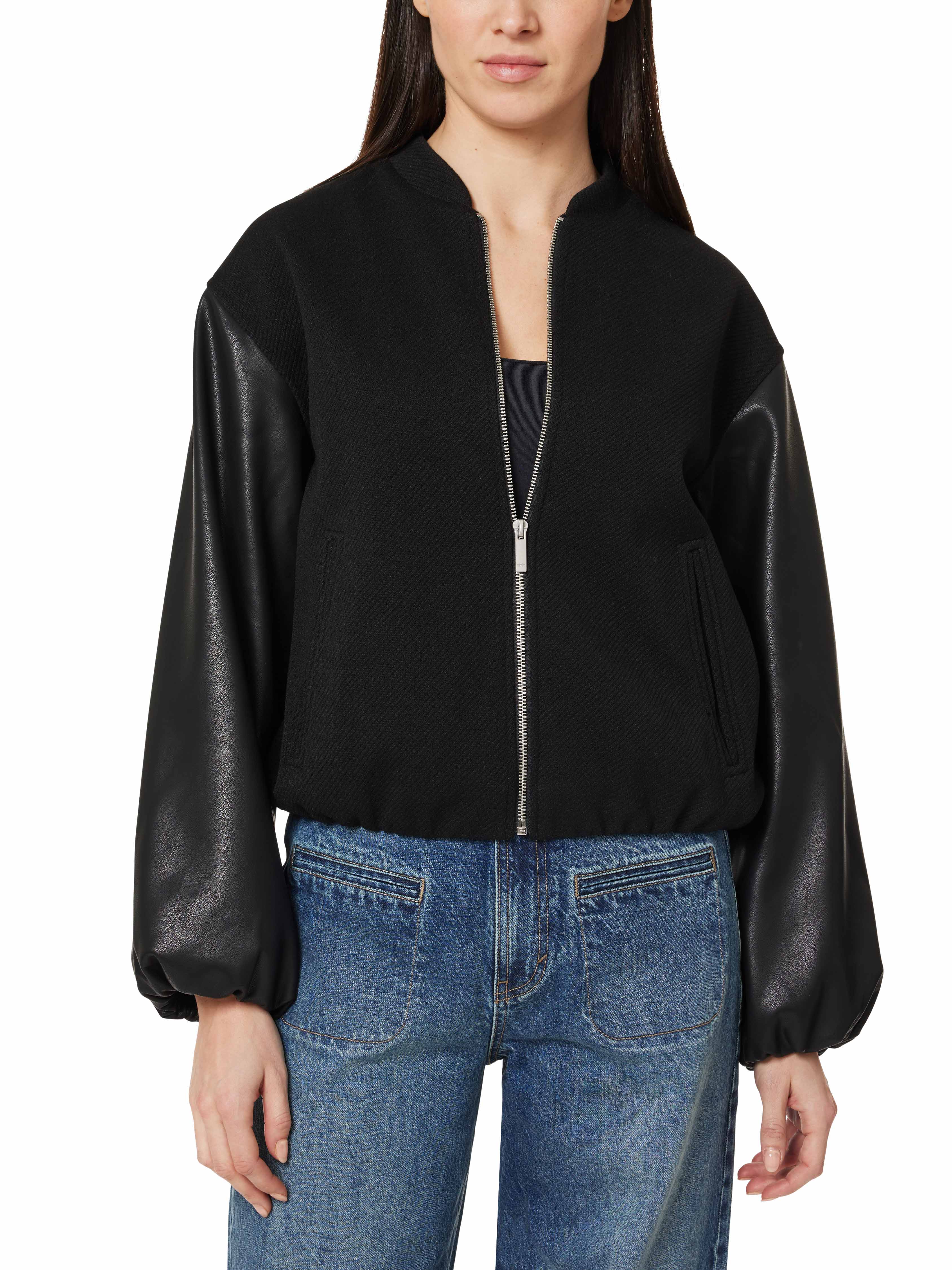 Faux Leather Bubble Bomber