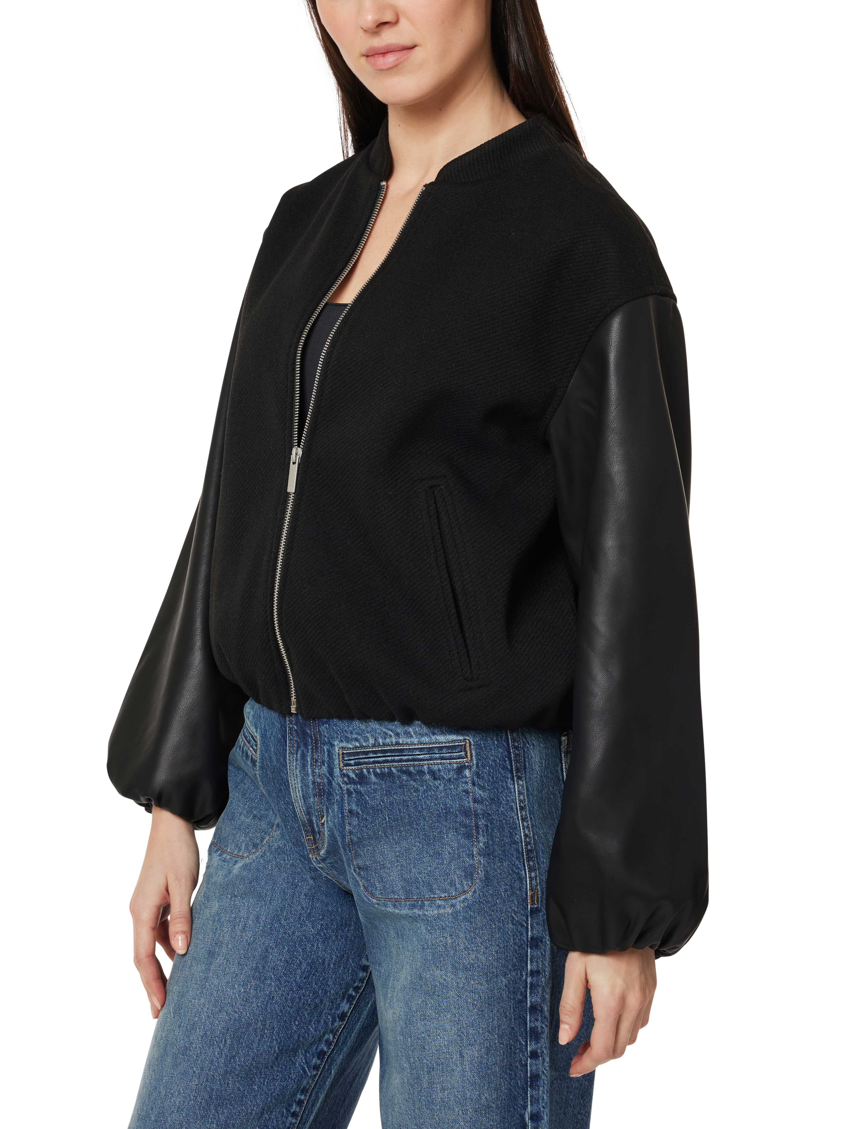 Faux Leather Bubble Bomber