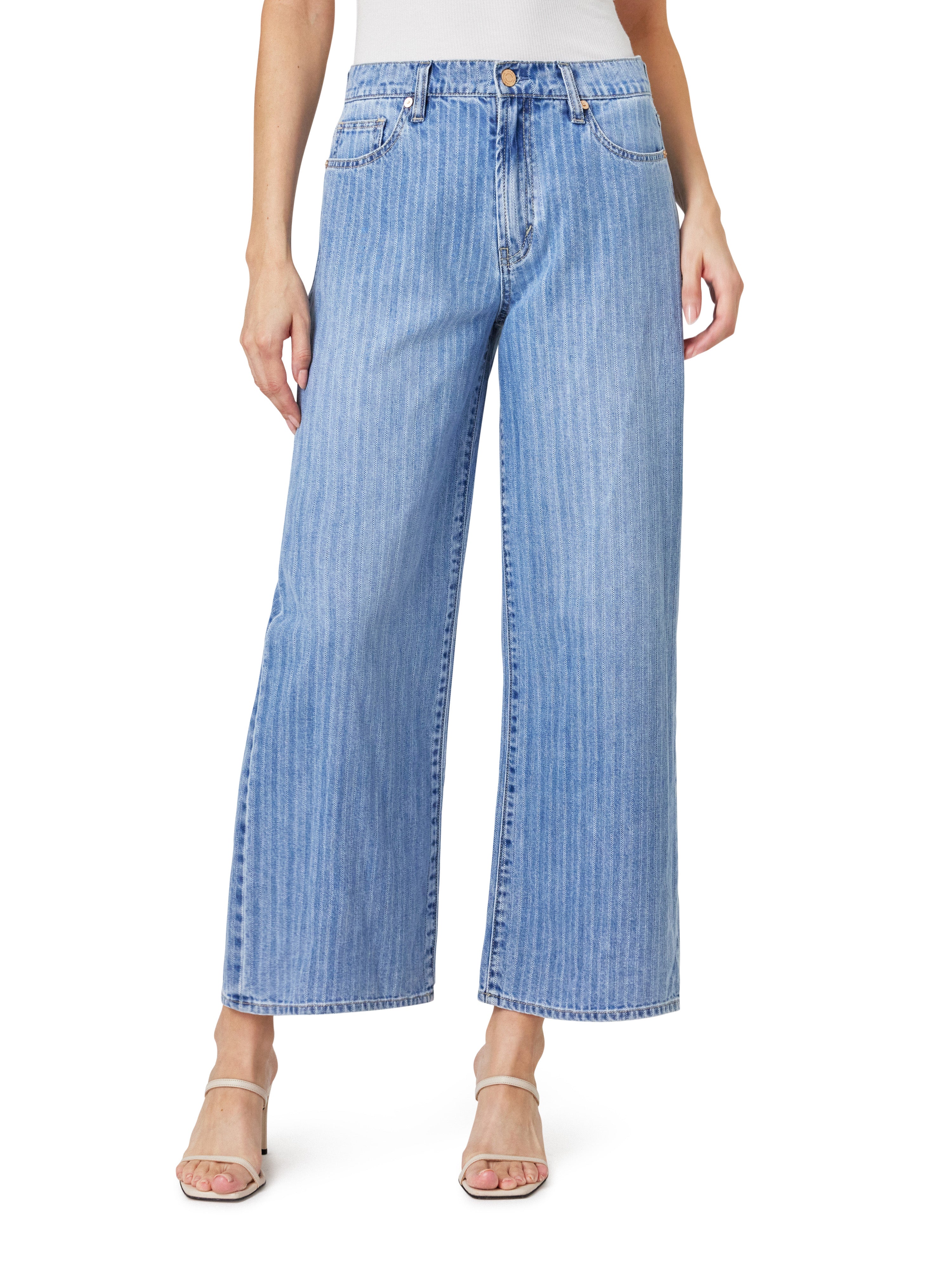 Denver Stripe Wide Leg Crop Jeans