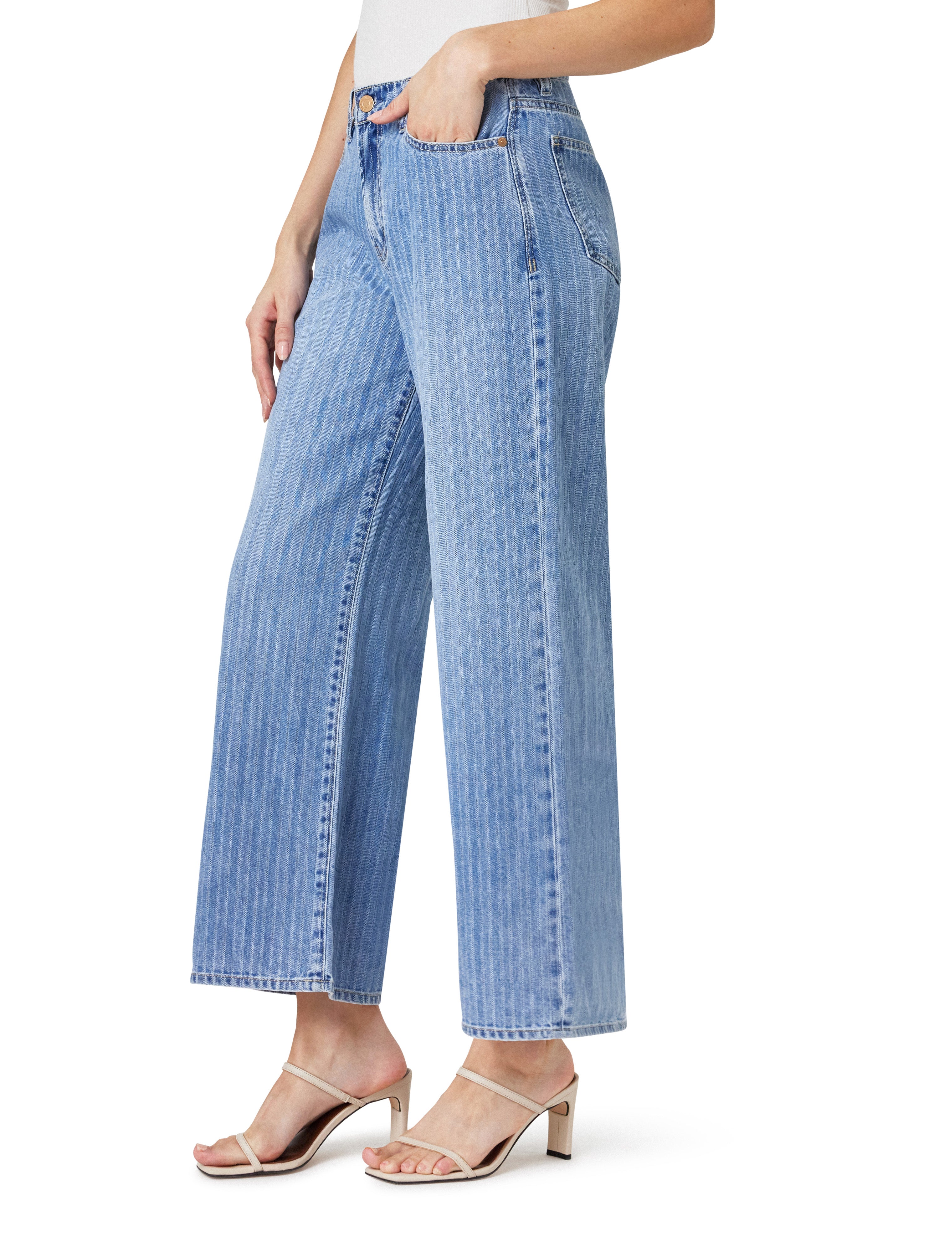 Denver Stripe Wide Leg Crop Jeans