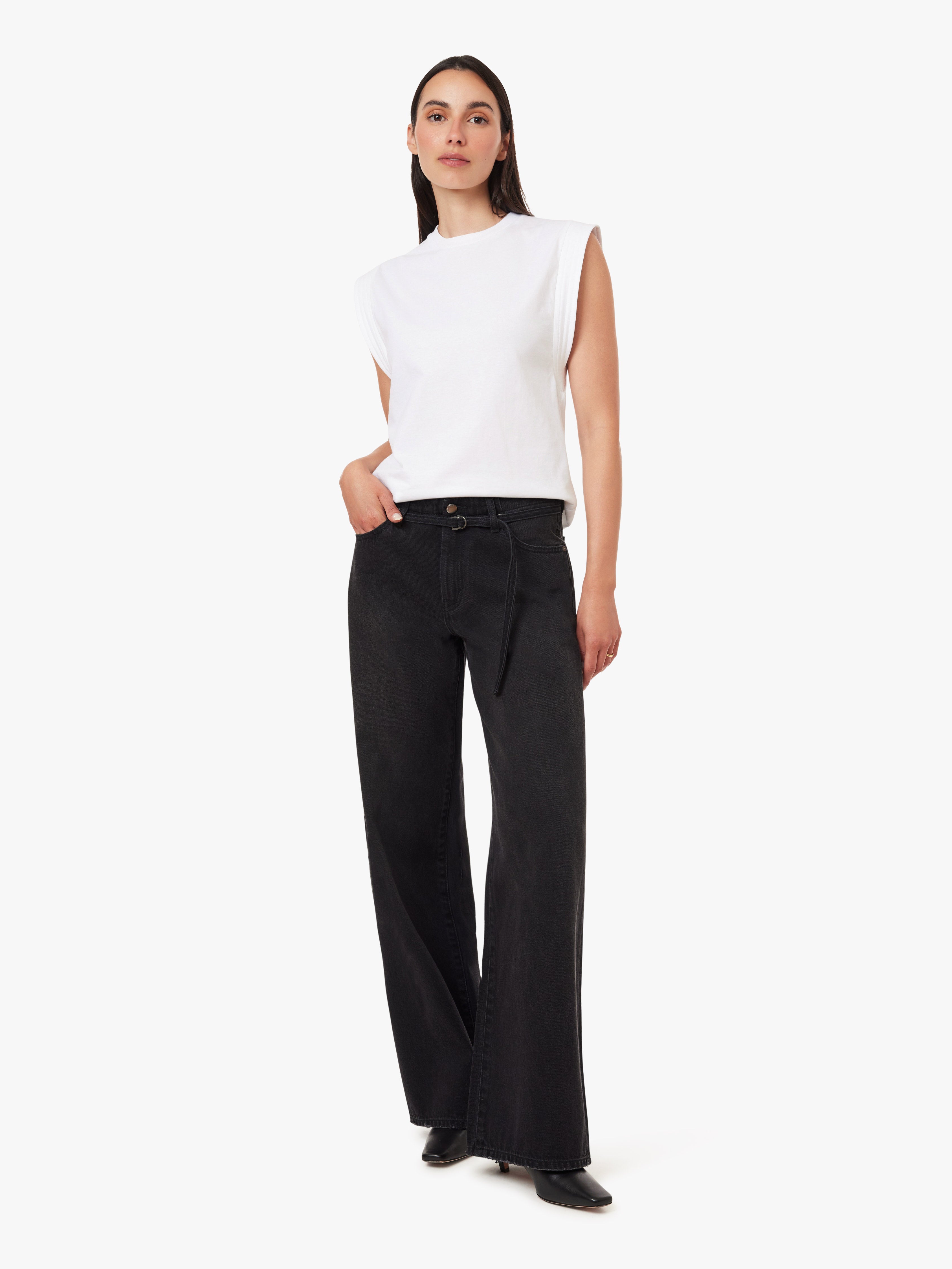 Brynn Belted Wide Leg Jeans