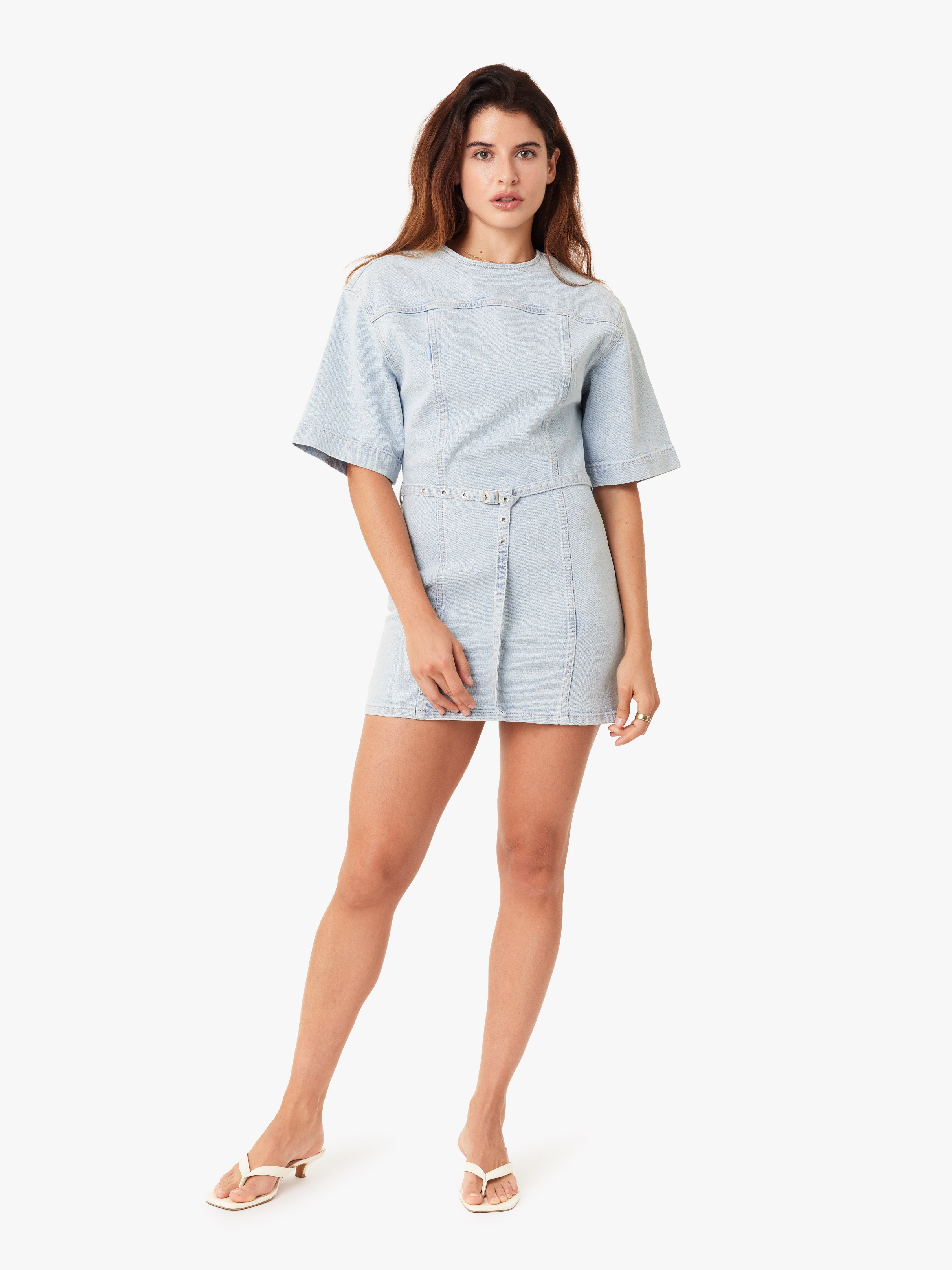 Habitual Belted Denim Minidress in Glacier at Nordstrom, Size Medium