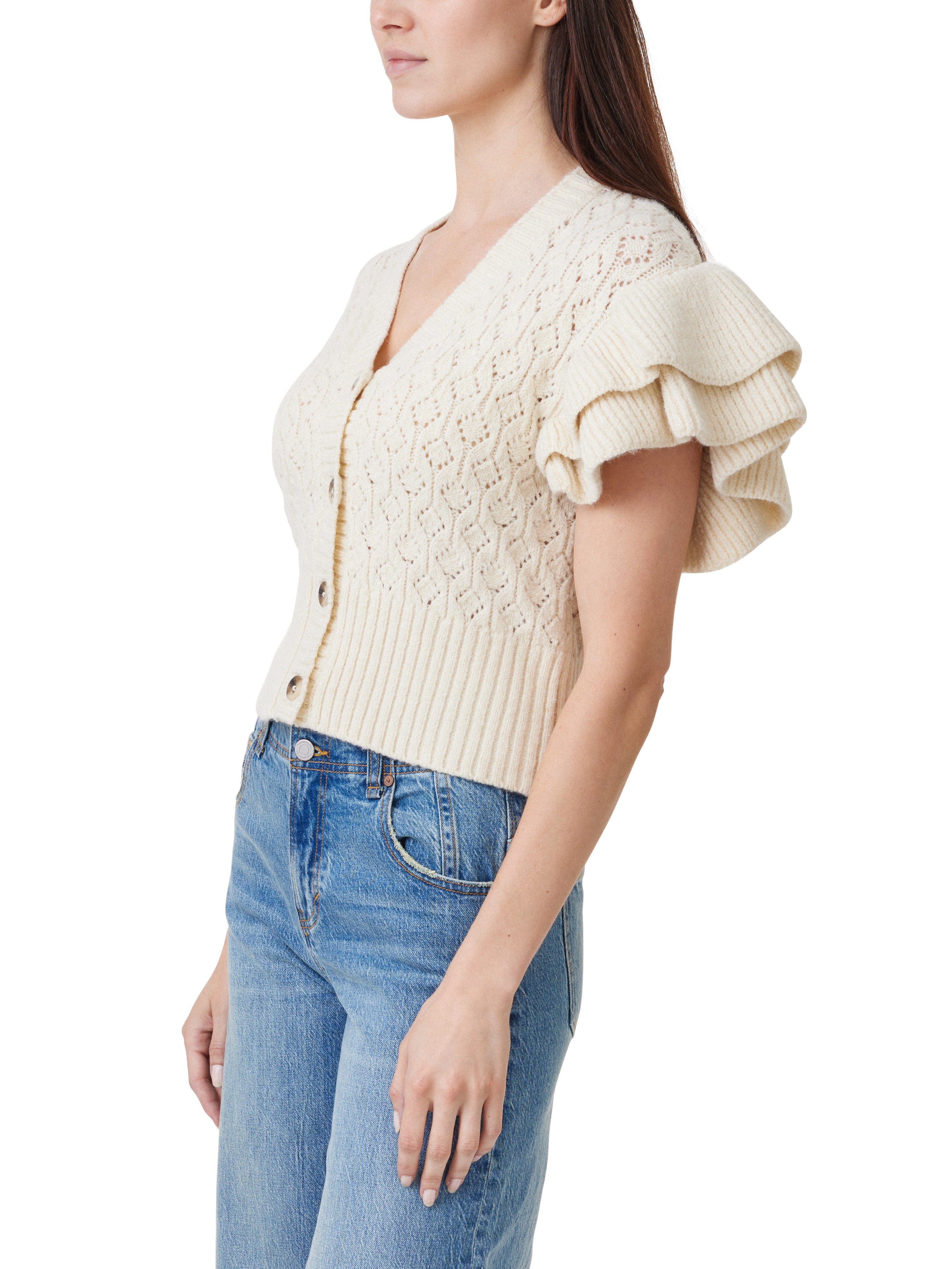 Double Ruffle Sleeve Cardigan