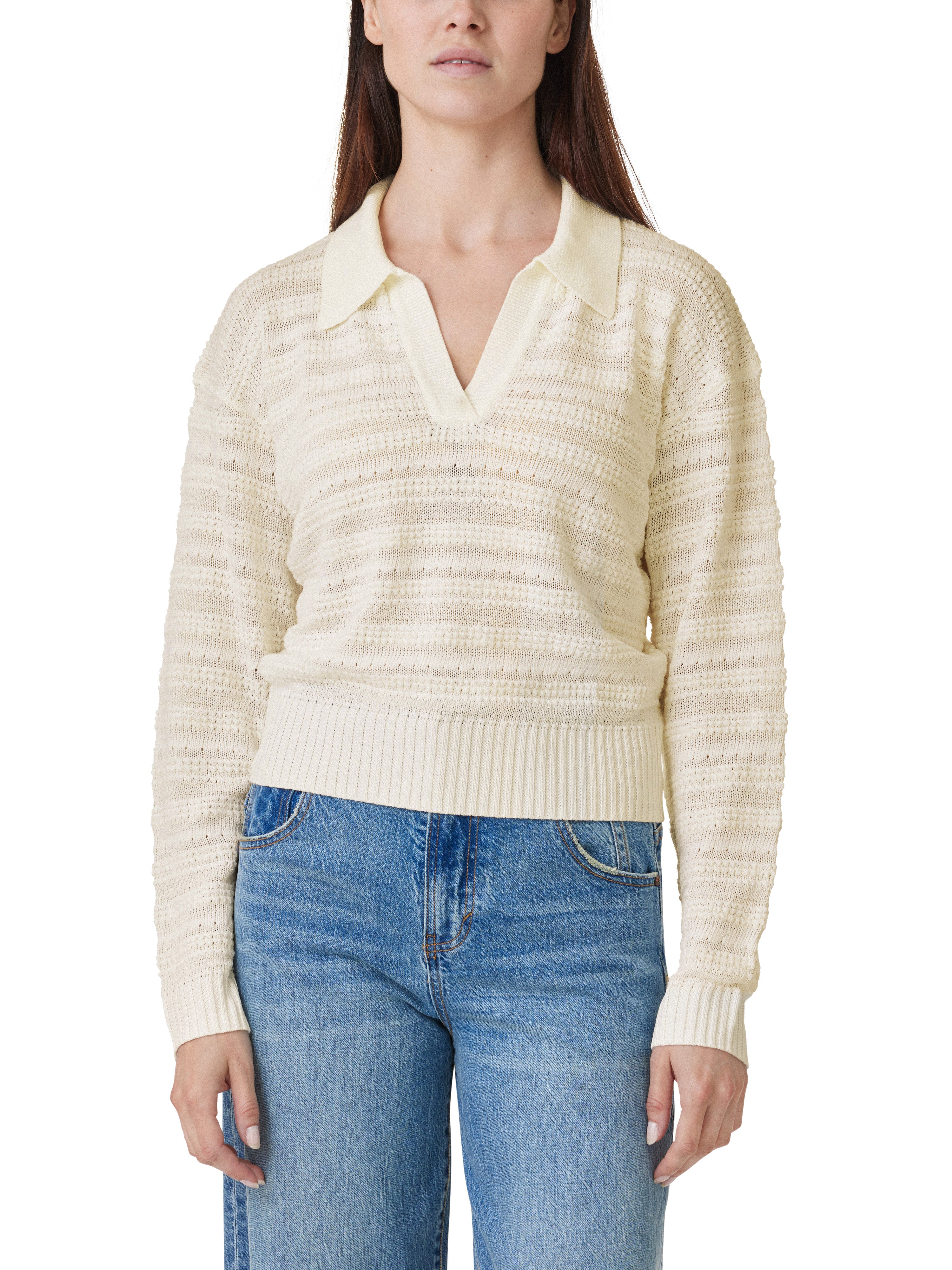 Stripe Collared Long Sleeve Sweater