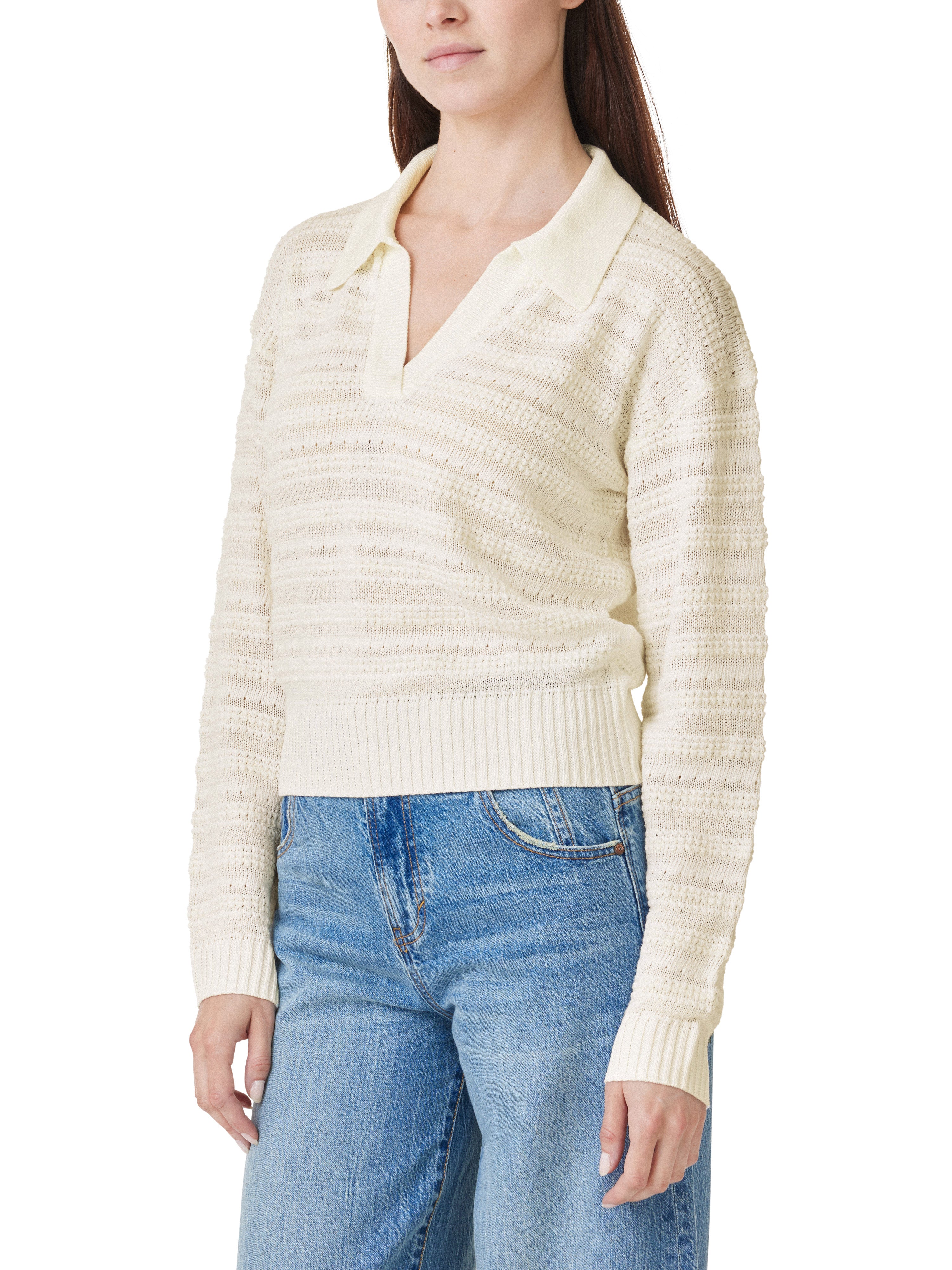 Stripe Collared Long Sleeve Sweater