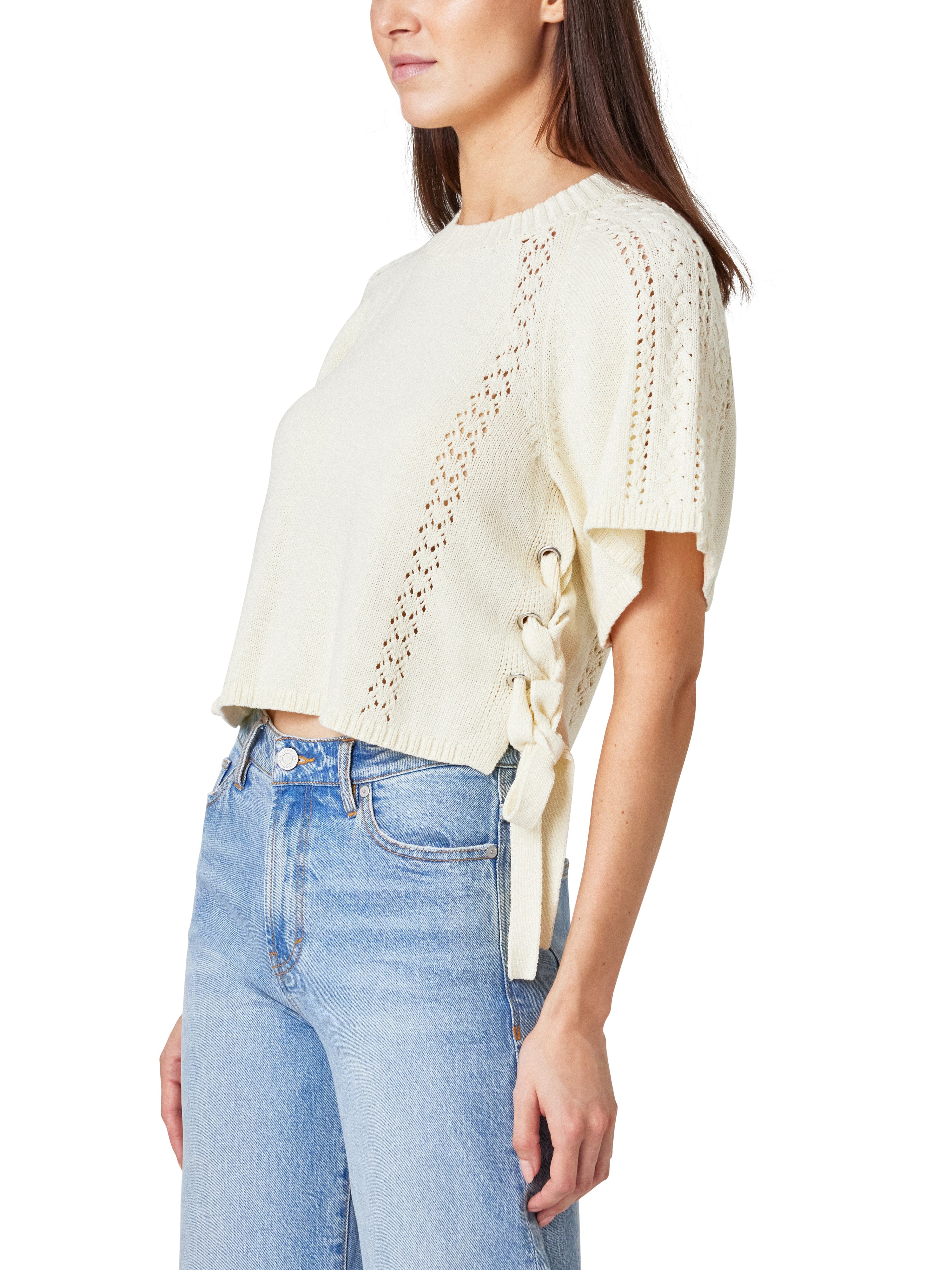Side Tie Crewneck Sweater