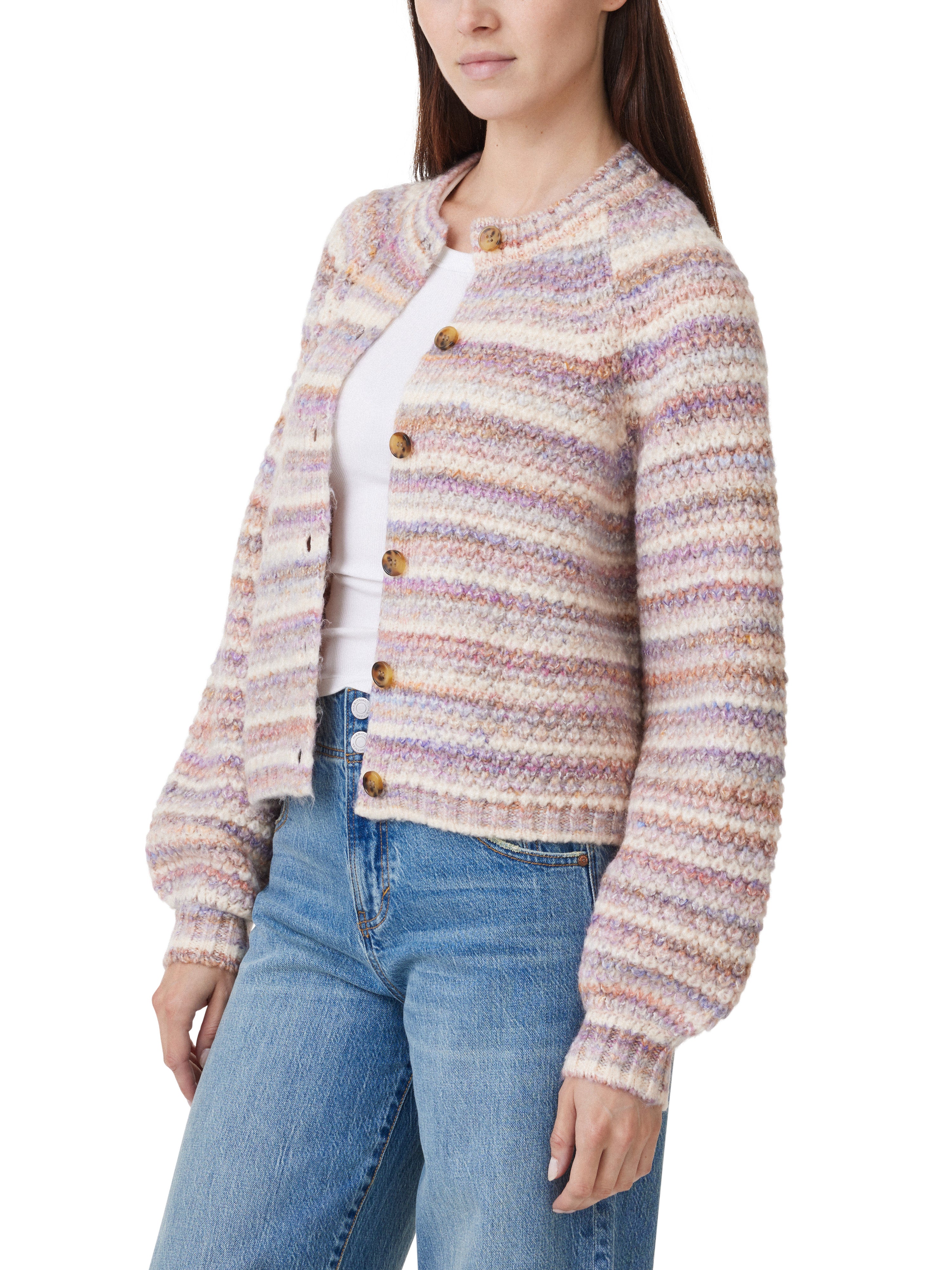 Puffed Raglan Sleeve Cardigan