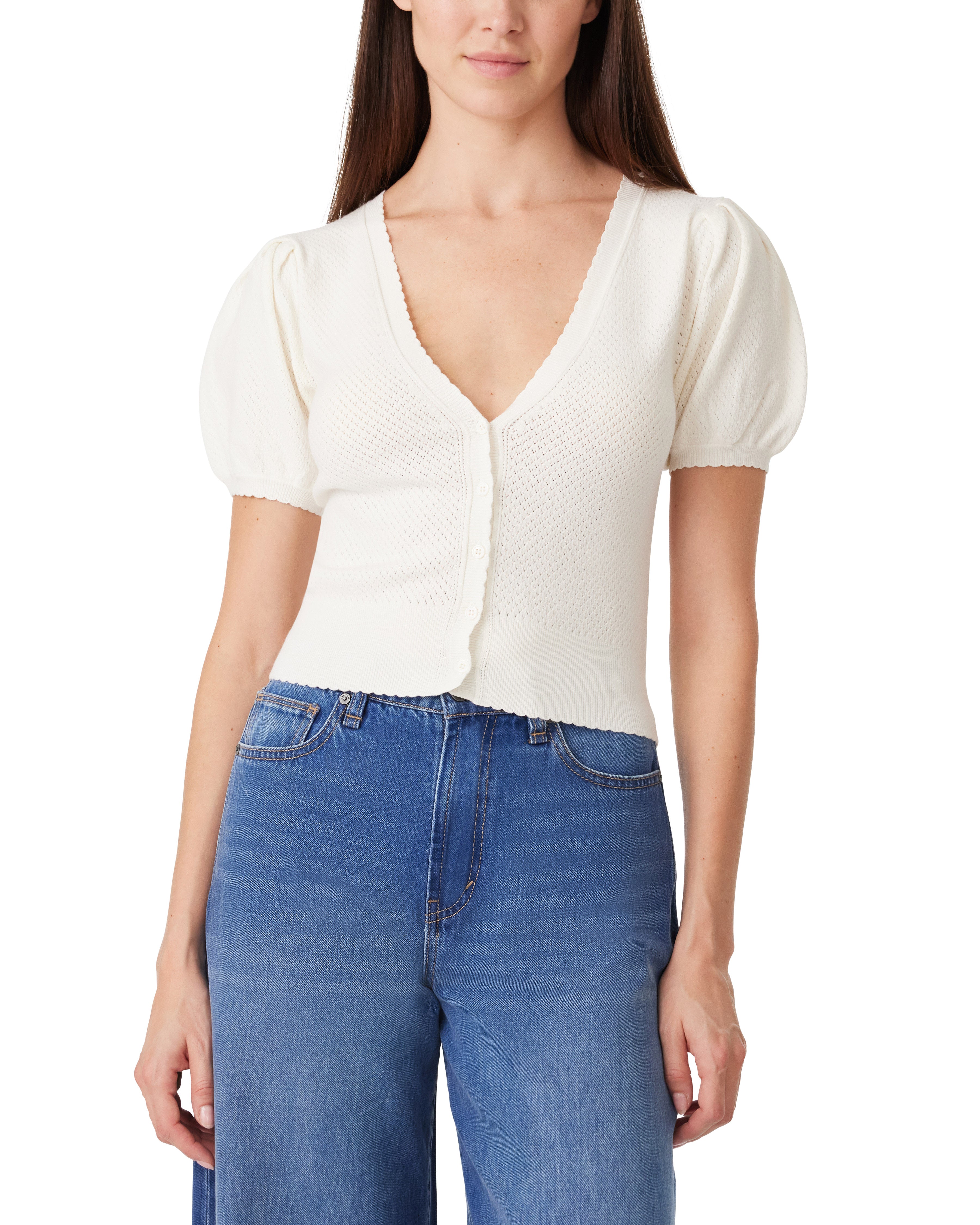 Novelty Short Sleeve V Neck Cardigan