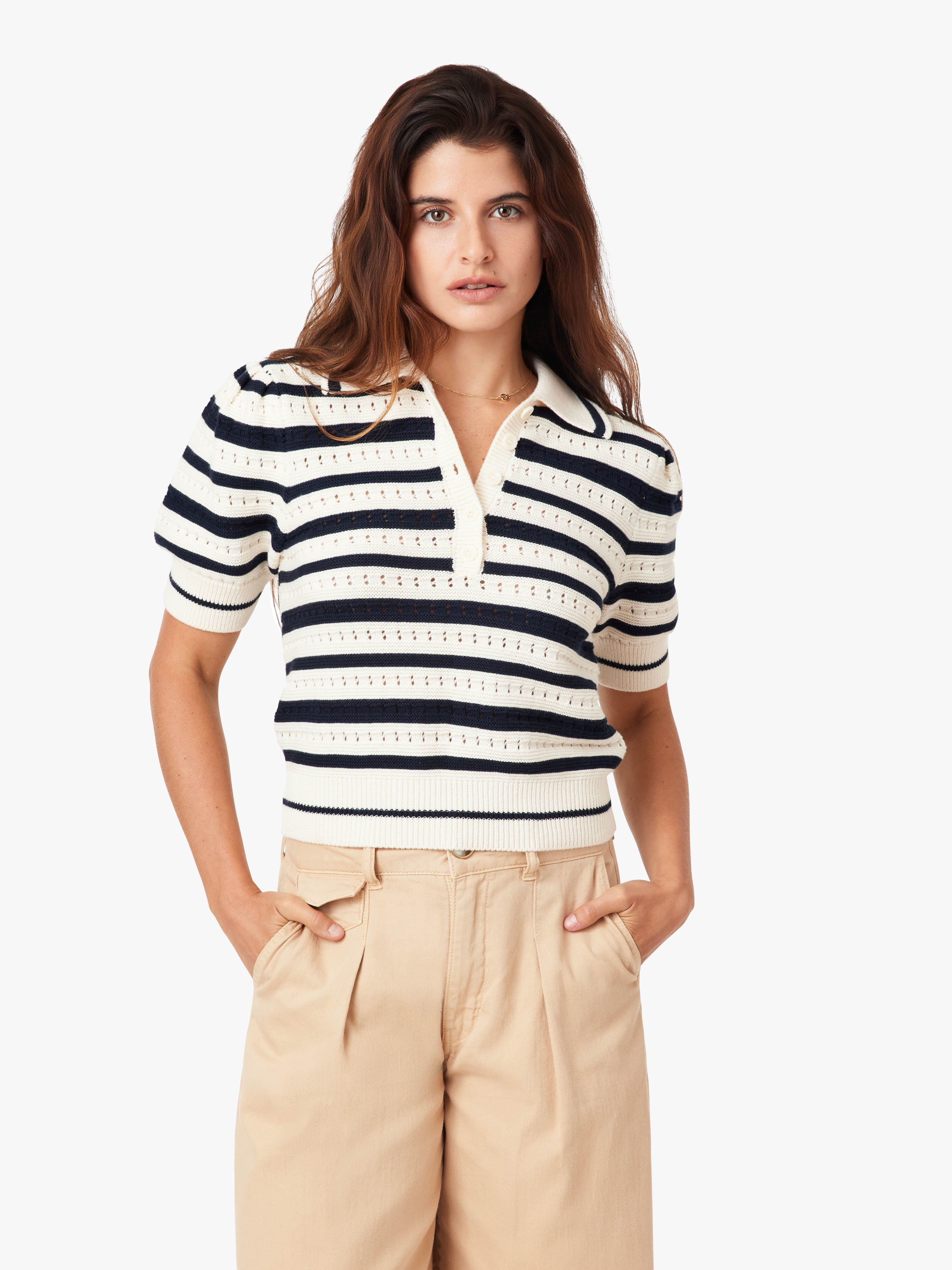 Striped Polo Sweater