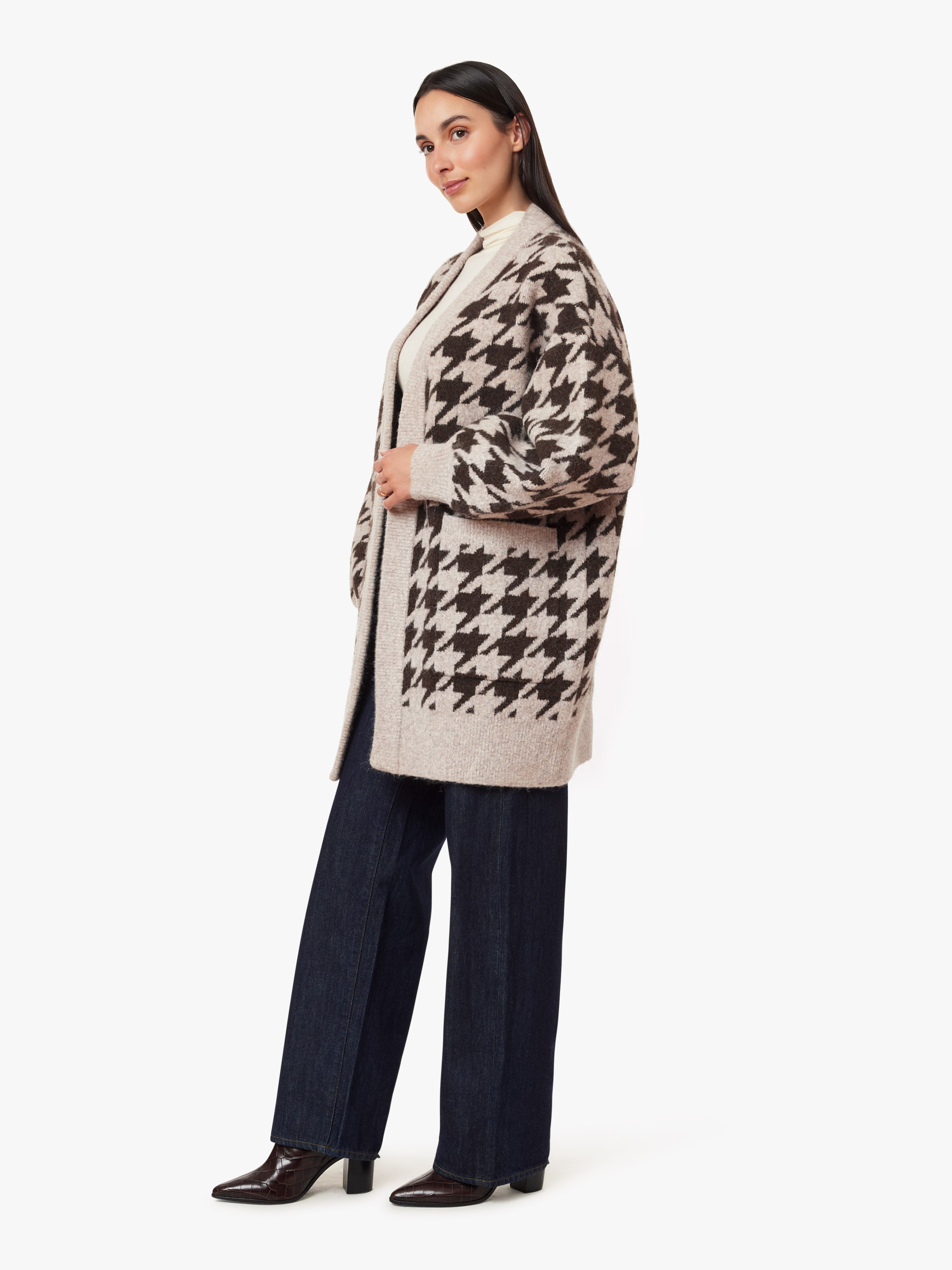 Houndstooth Sweater Cardigan