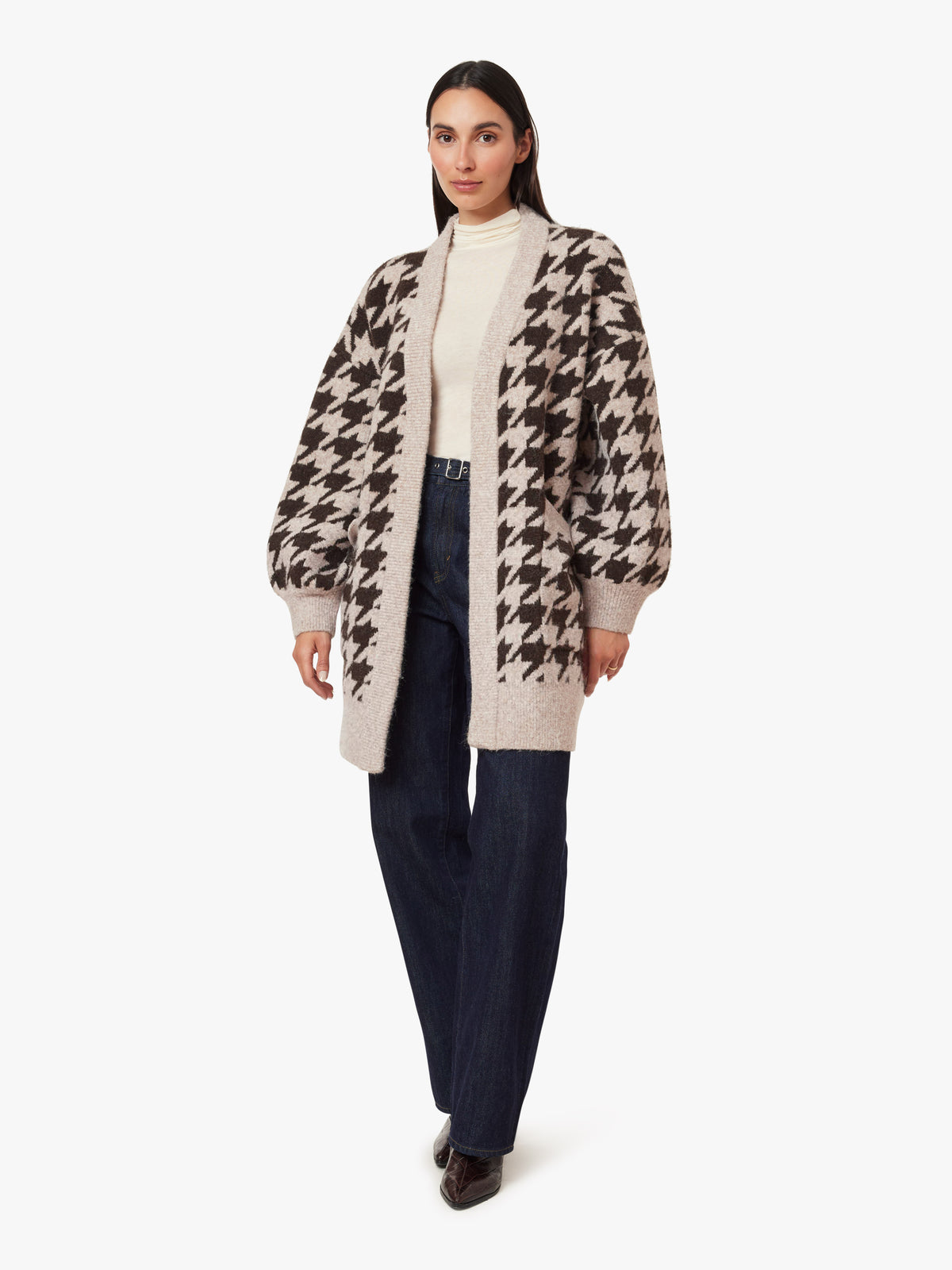 Houndstooth Sweater Cardigan