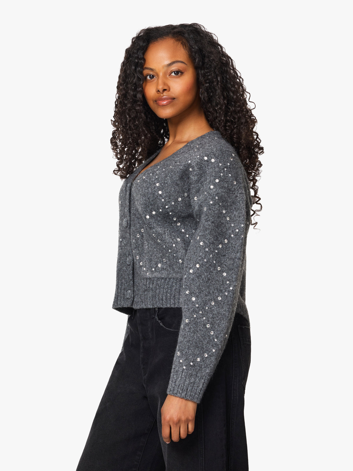 Rhinestone Argyle Cardigan