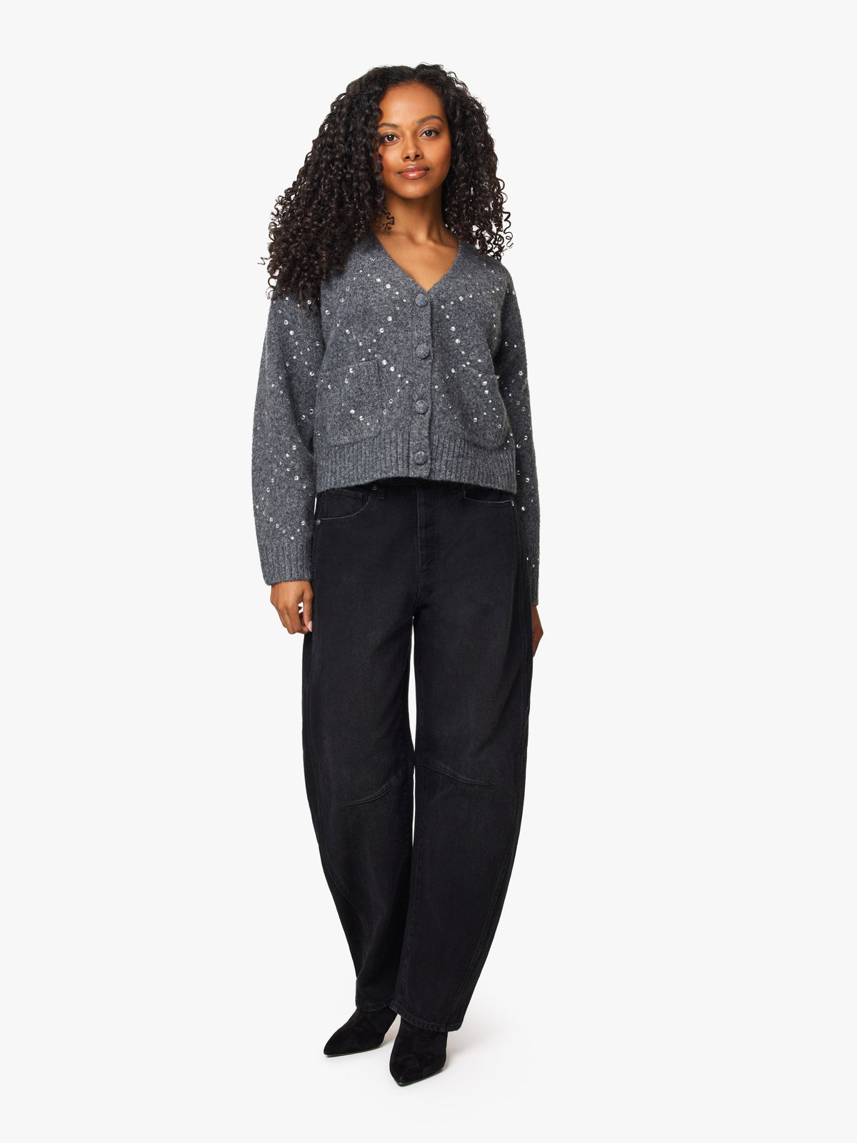 Rhinestone Argyle Cardigan