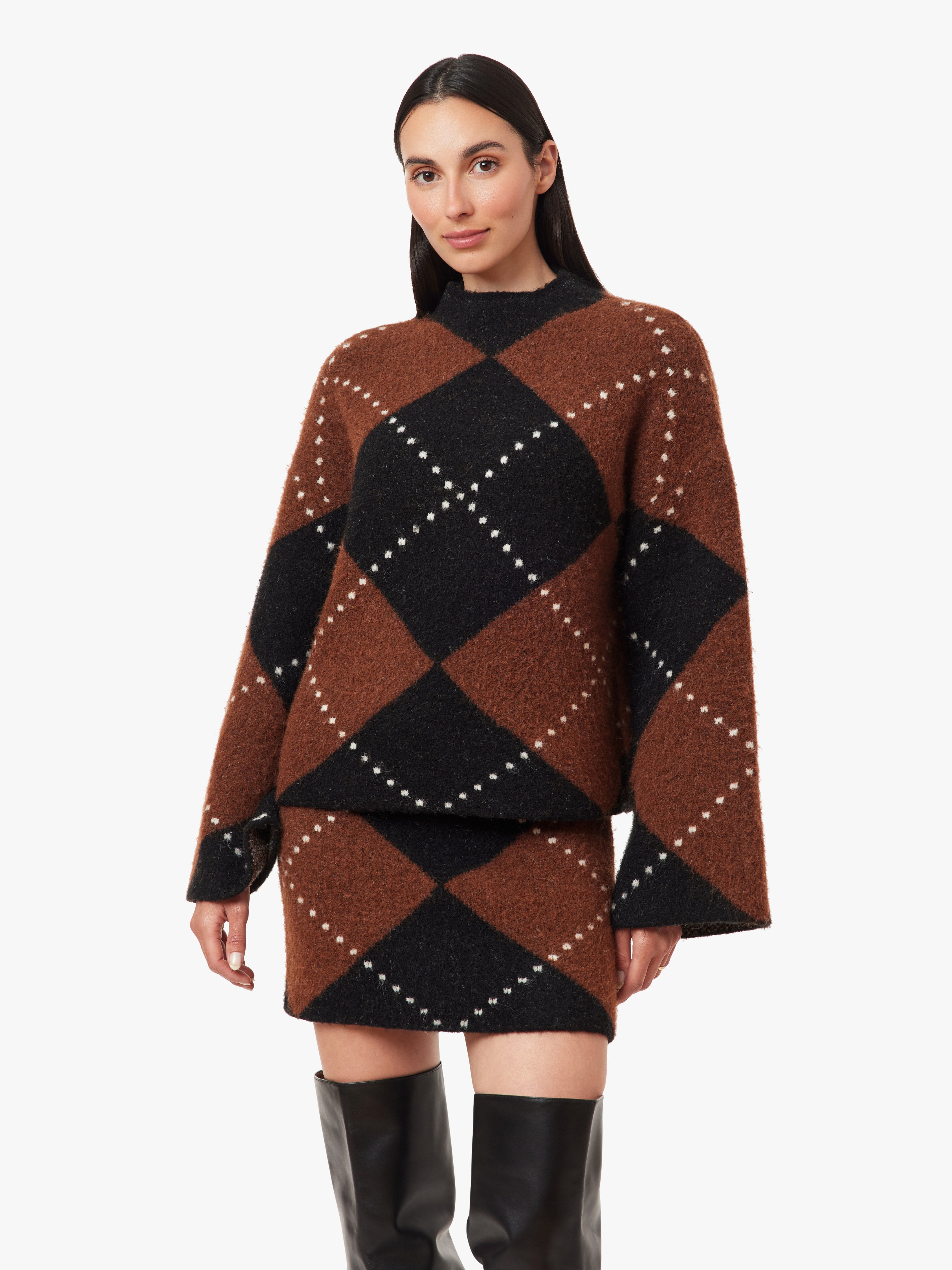 Argyle Mock Neck Sweater