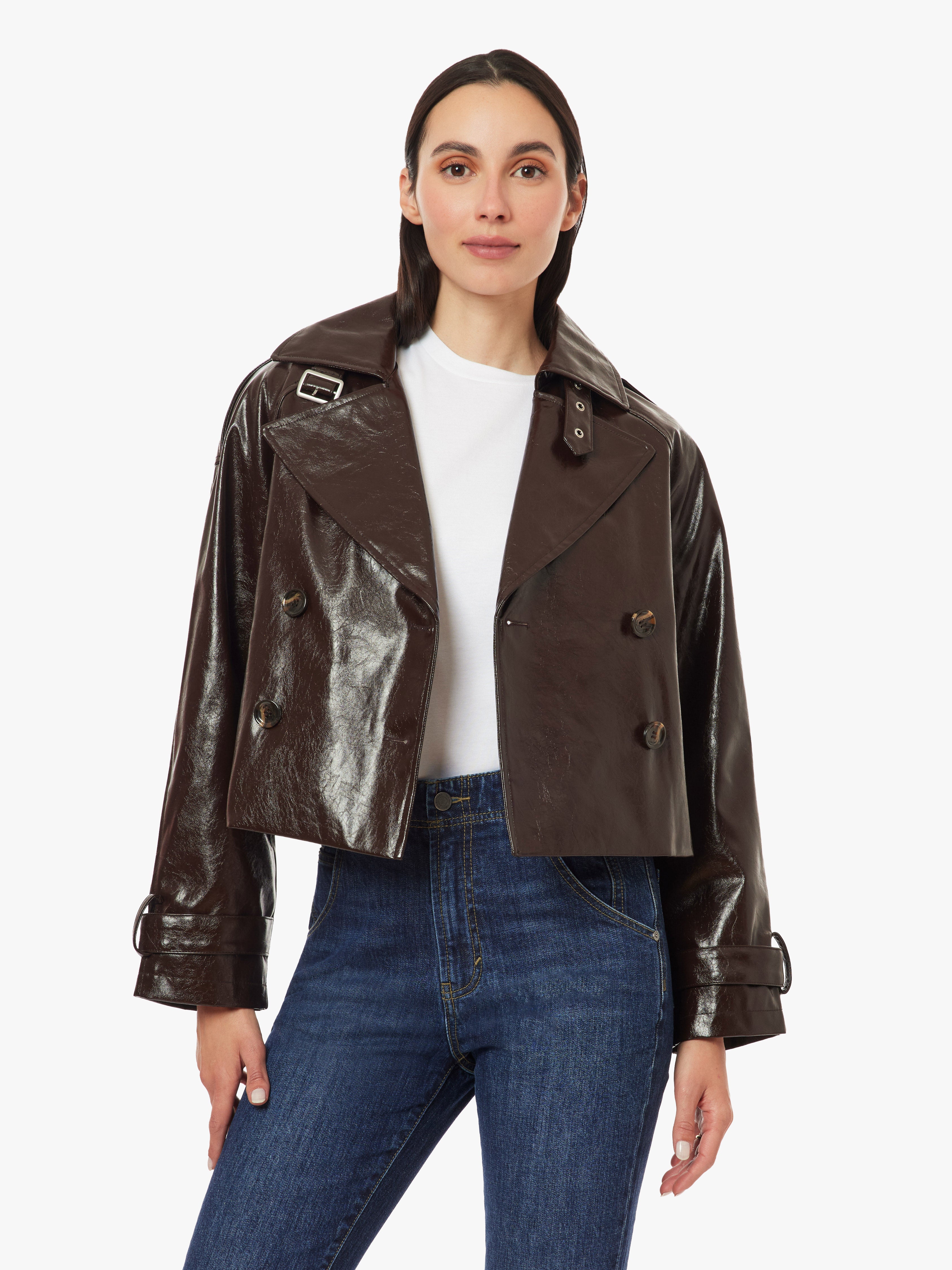 Textured Vegan Leather Trench