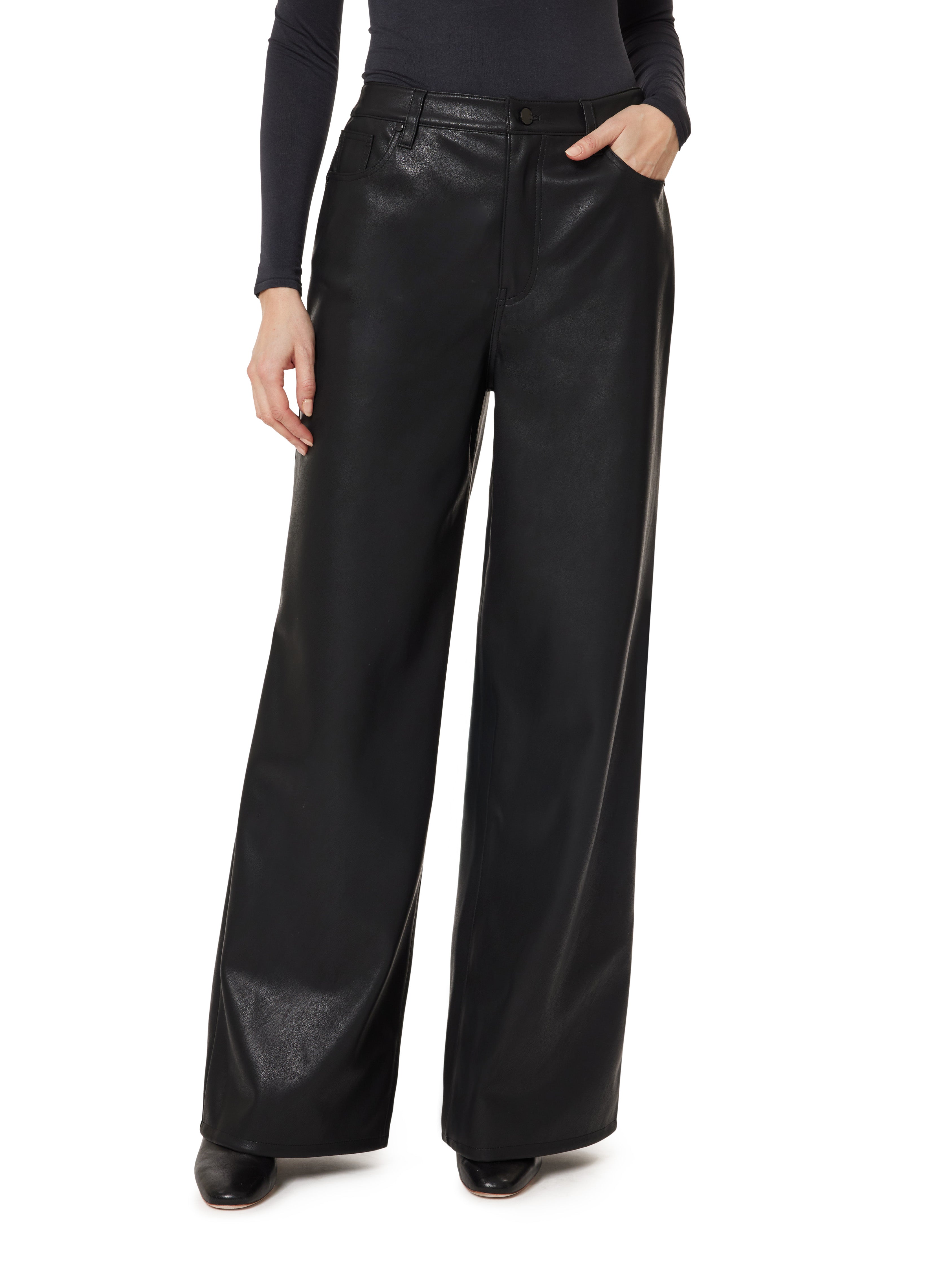 Faux Leather Slouch Wide Leg