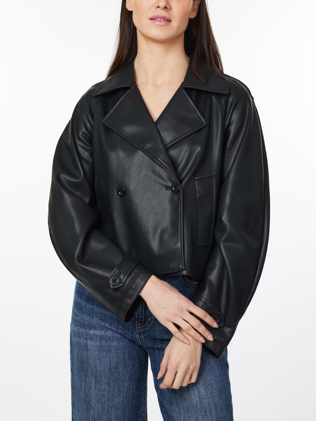Vegan Leather Cropped Trench