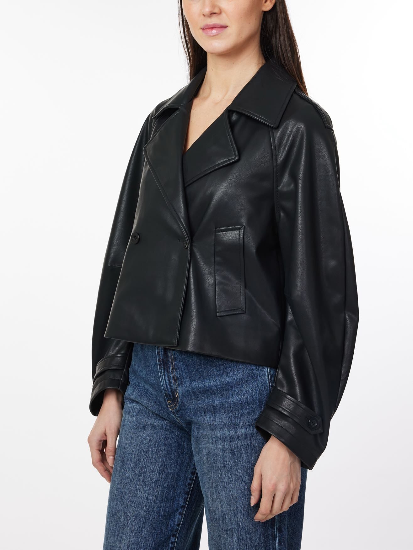 Vegan Leather Cropped Trench