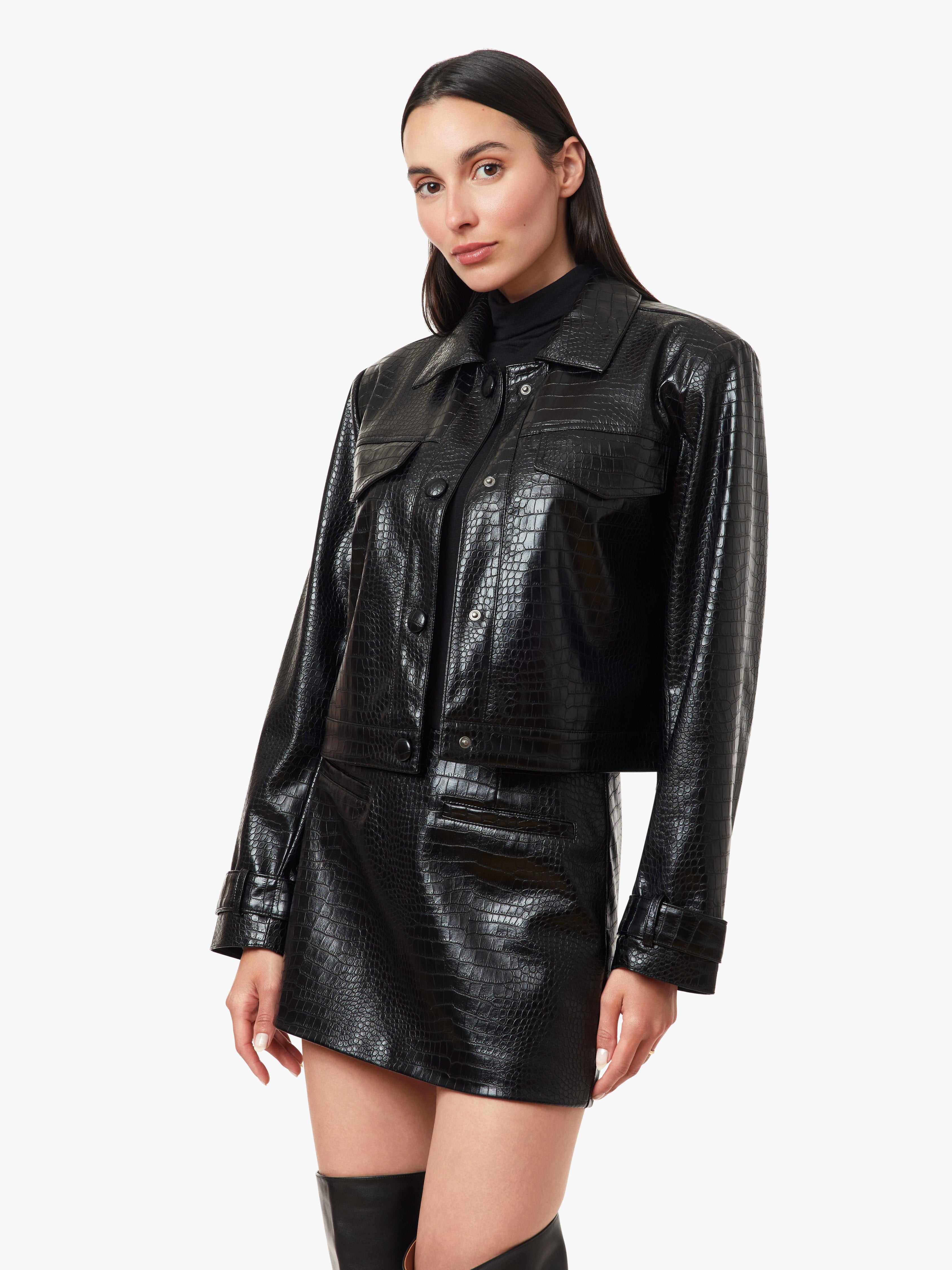 Faux Crocodile Shrunken Jacket
