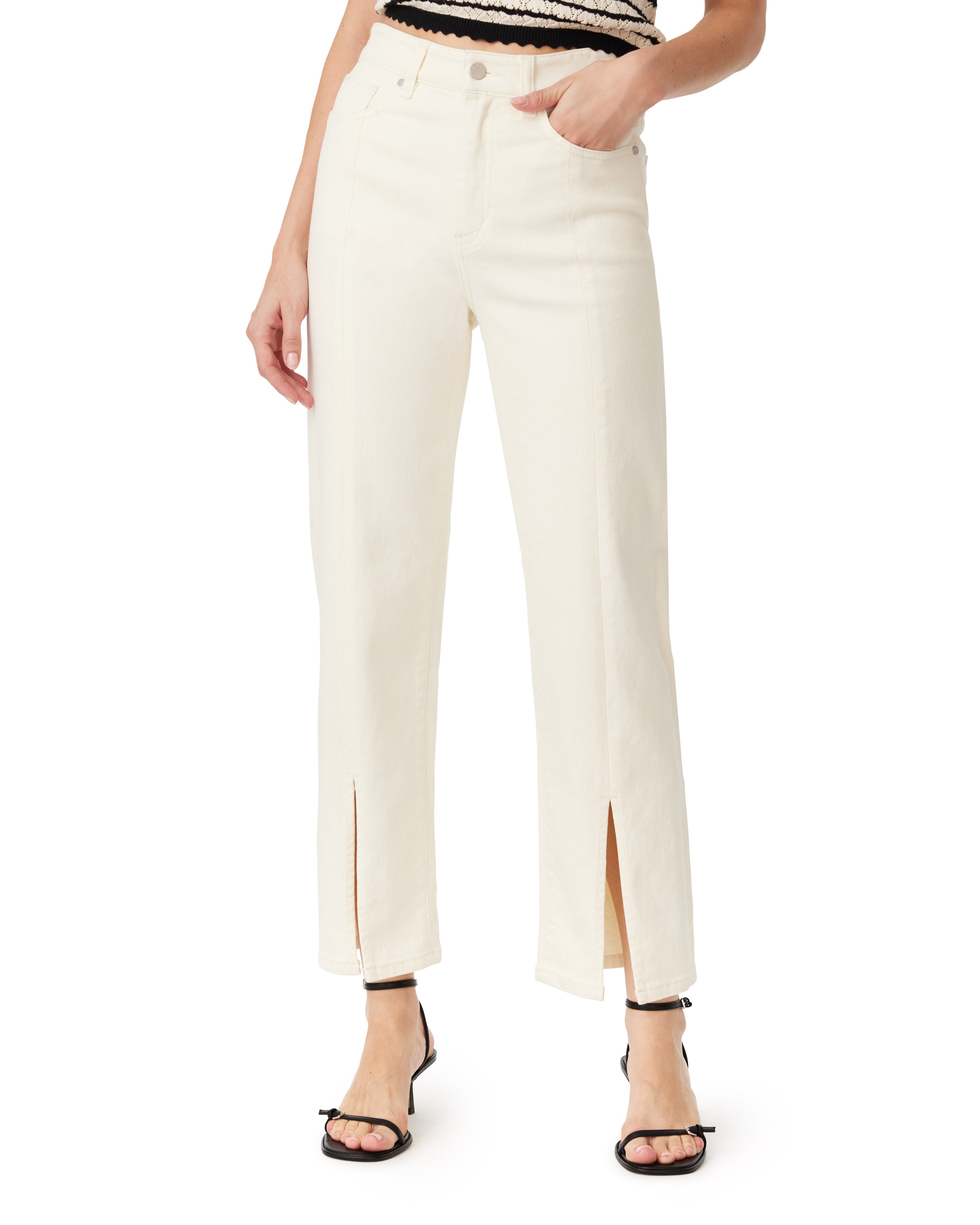 High Rise Straight Slit Jeans