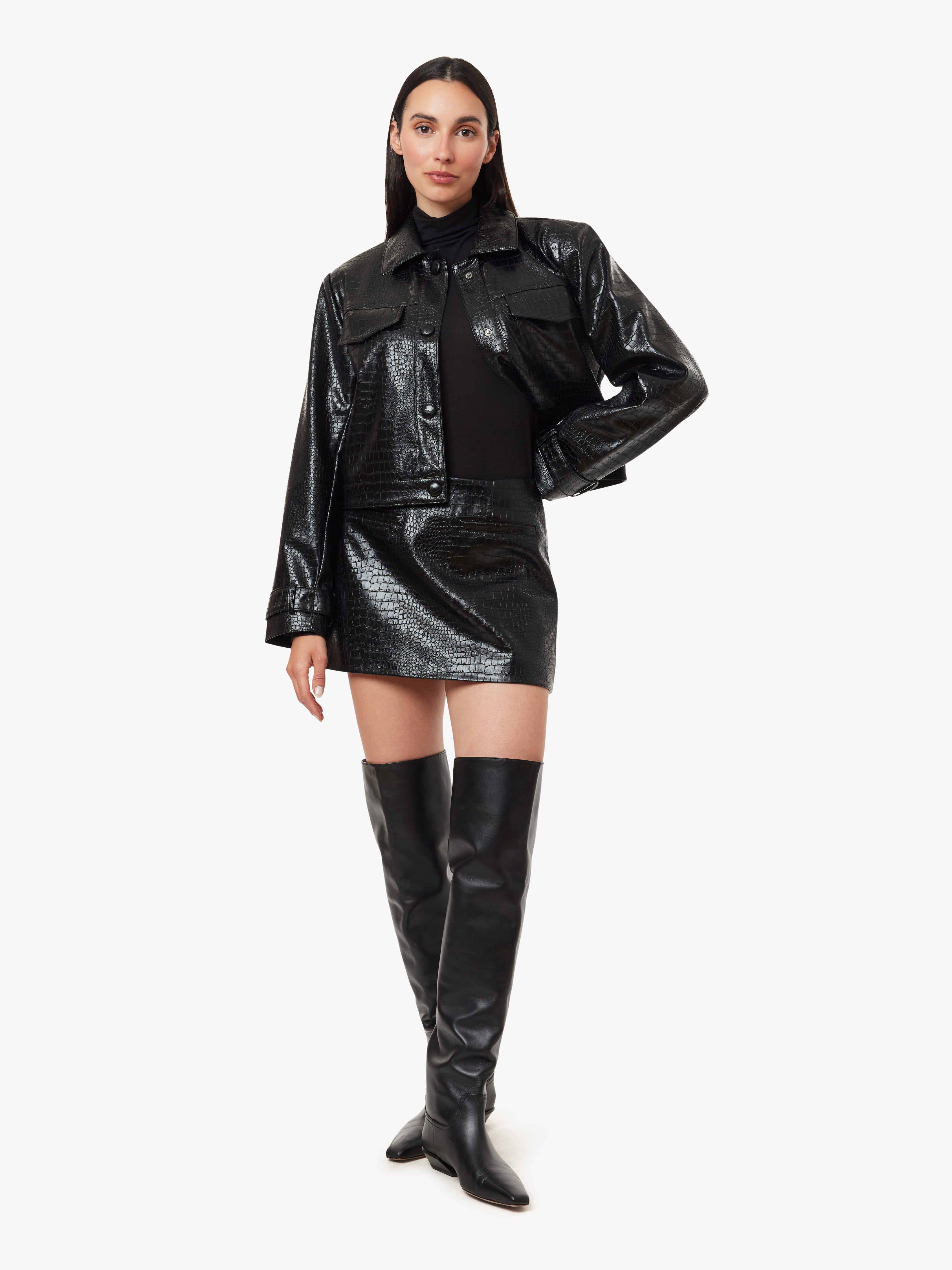 Crocodile Embossed Mini Skirt