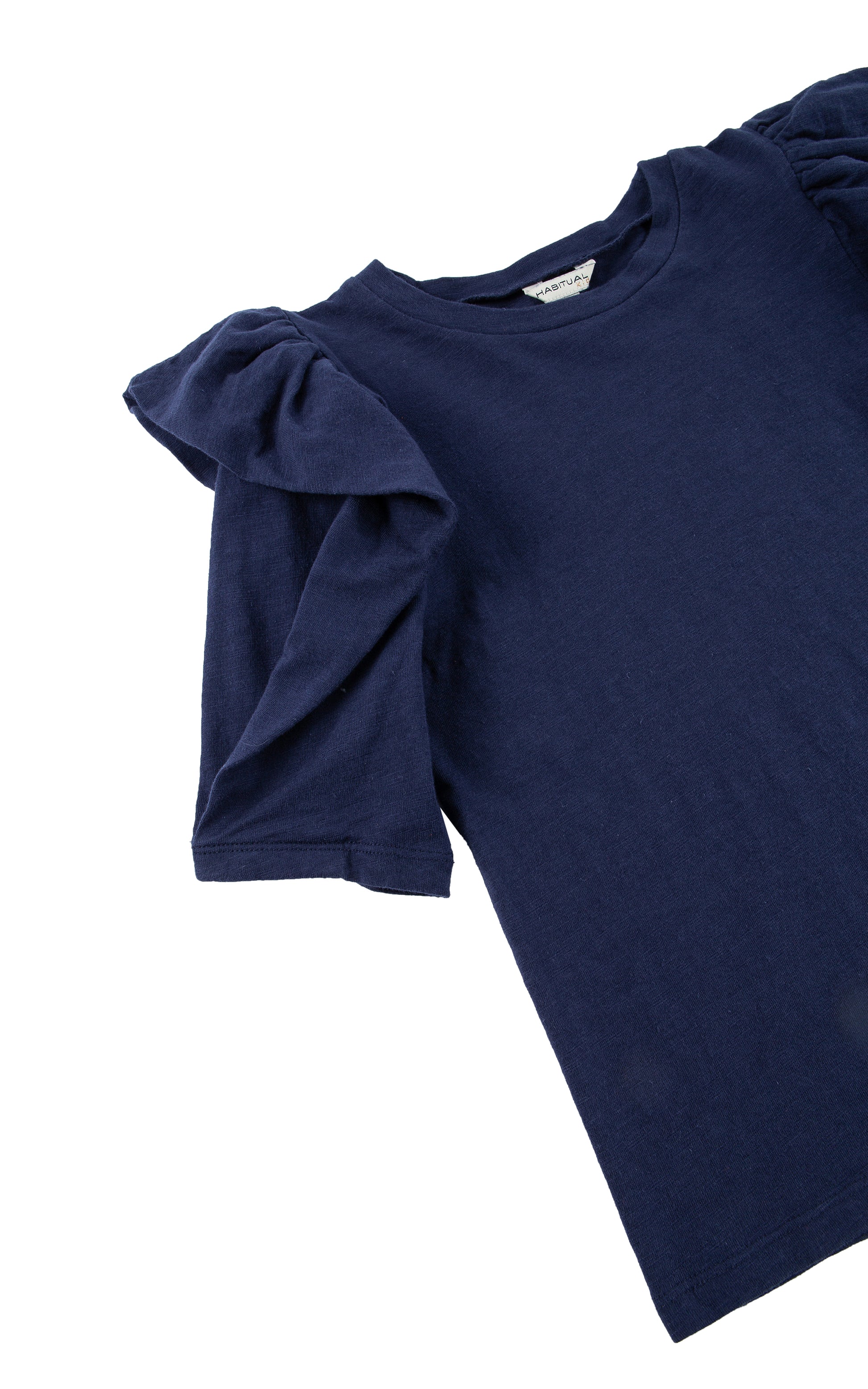 Sleeve View Navy blue Top with Large sleeve ruffle 
