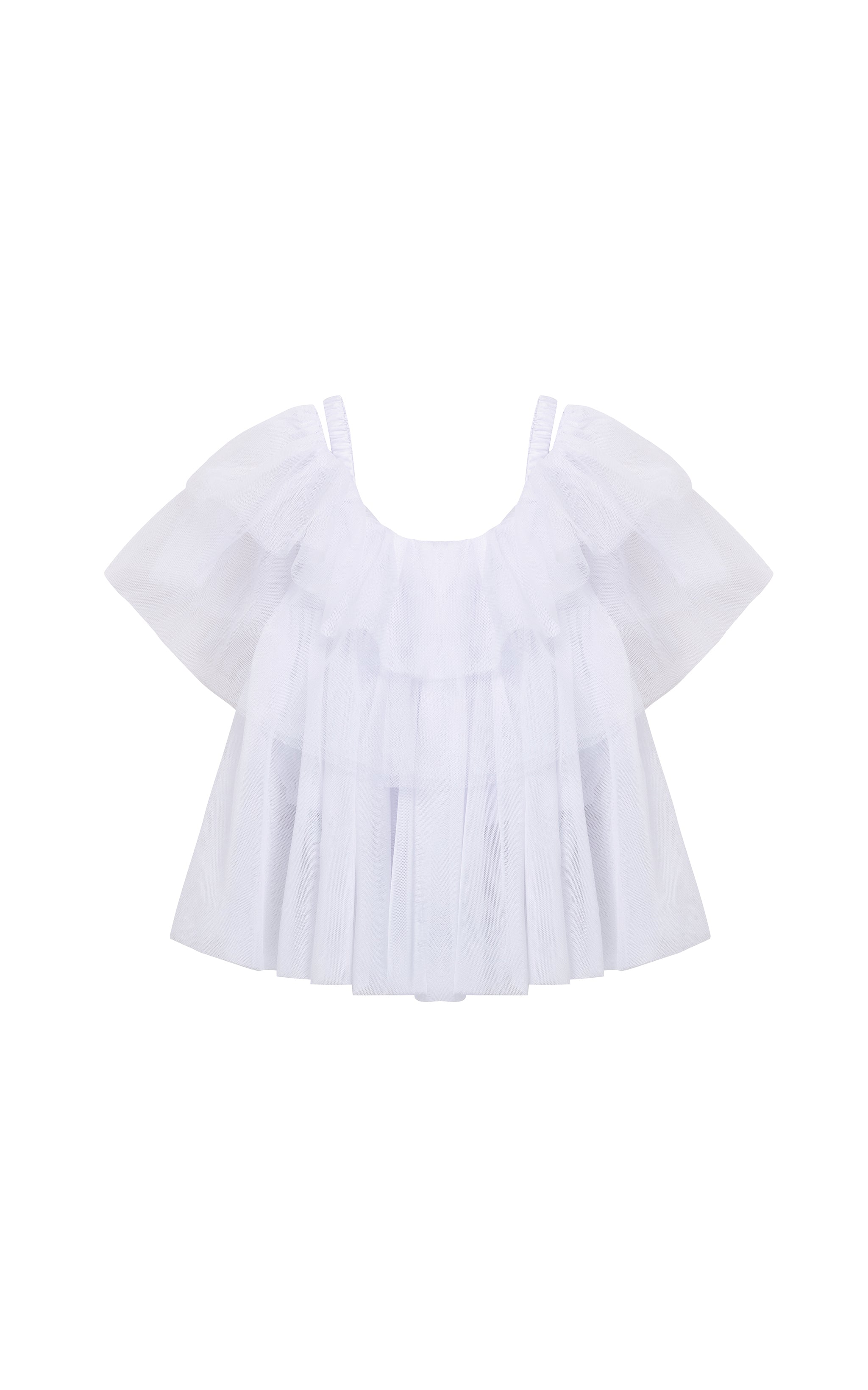 Tiered Cold Shoulder Mesh Top | 7-16