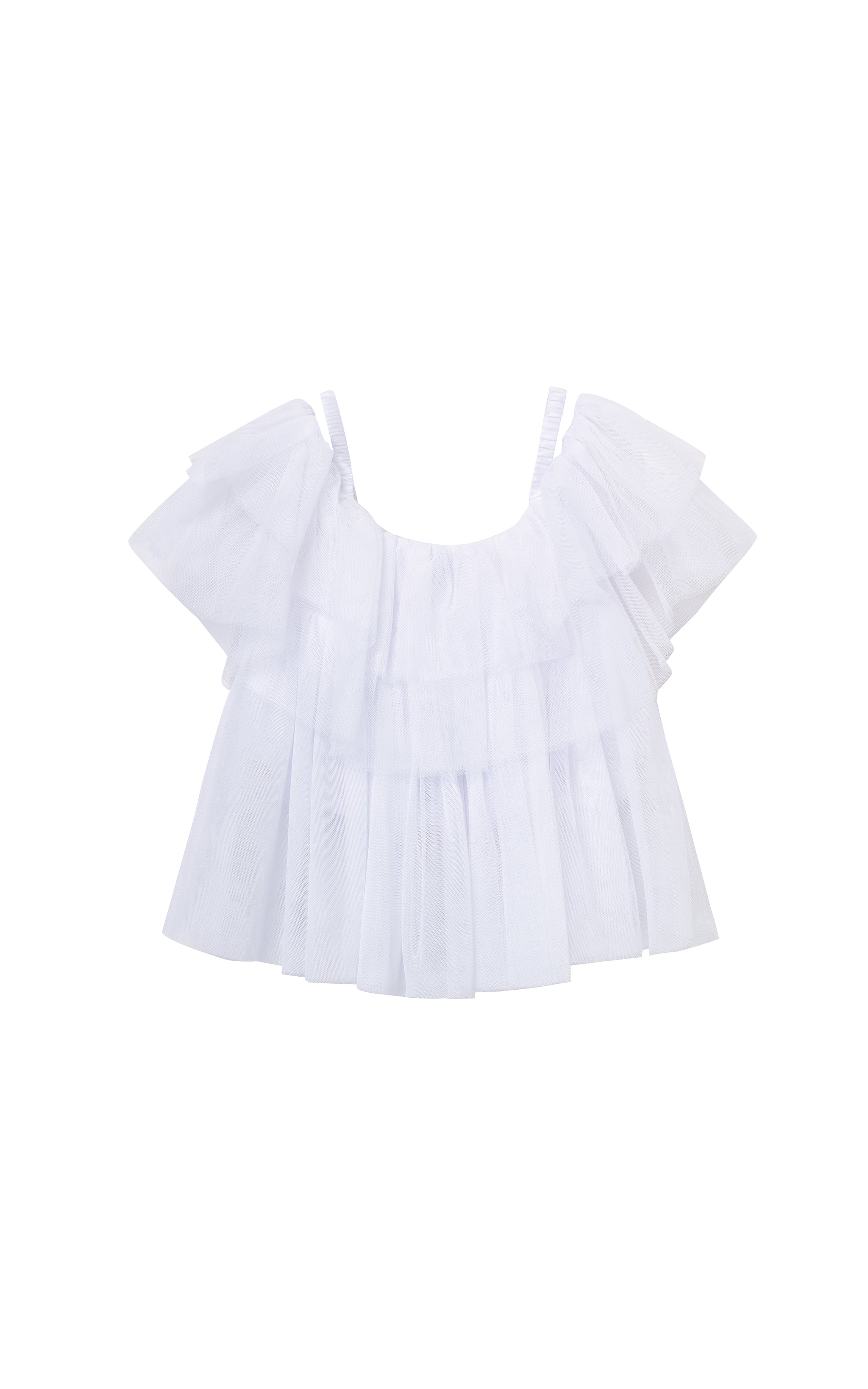 Tiered Cold Shoulder Mesh Top | 7-16