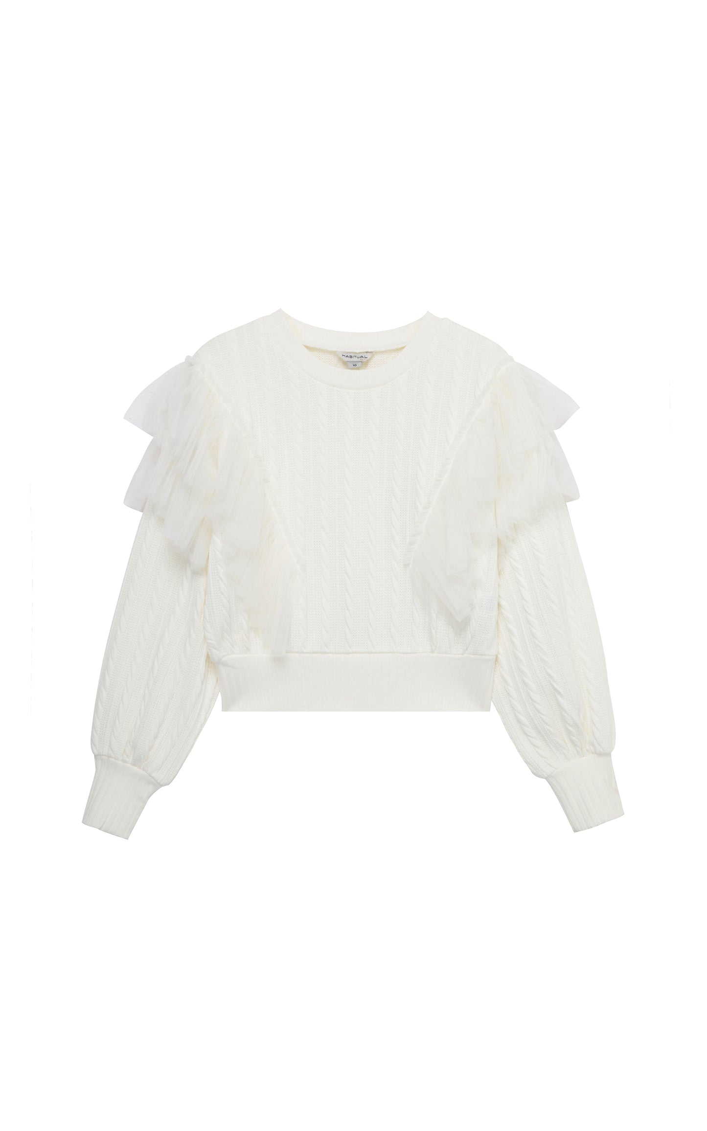 Mesh Ruffle Cable Sweater | 7-16