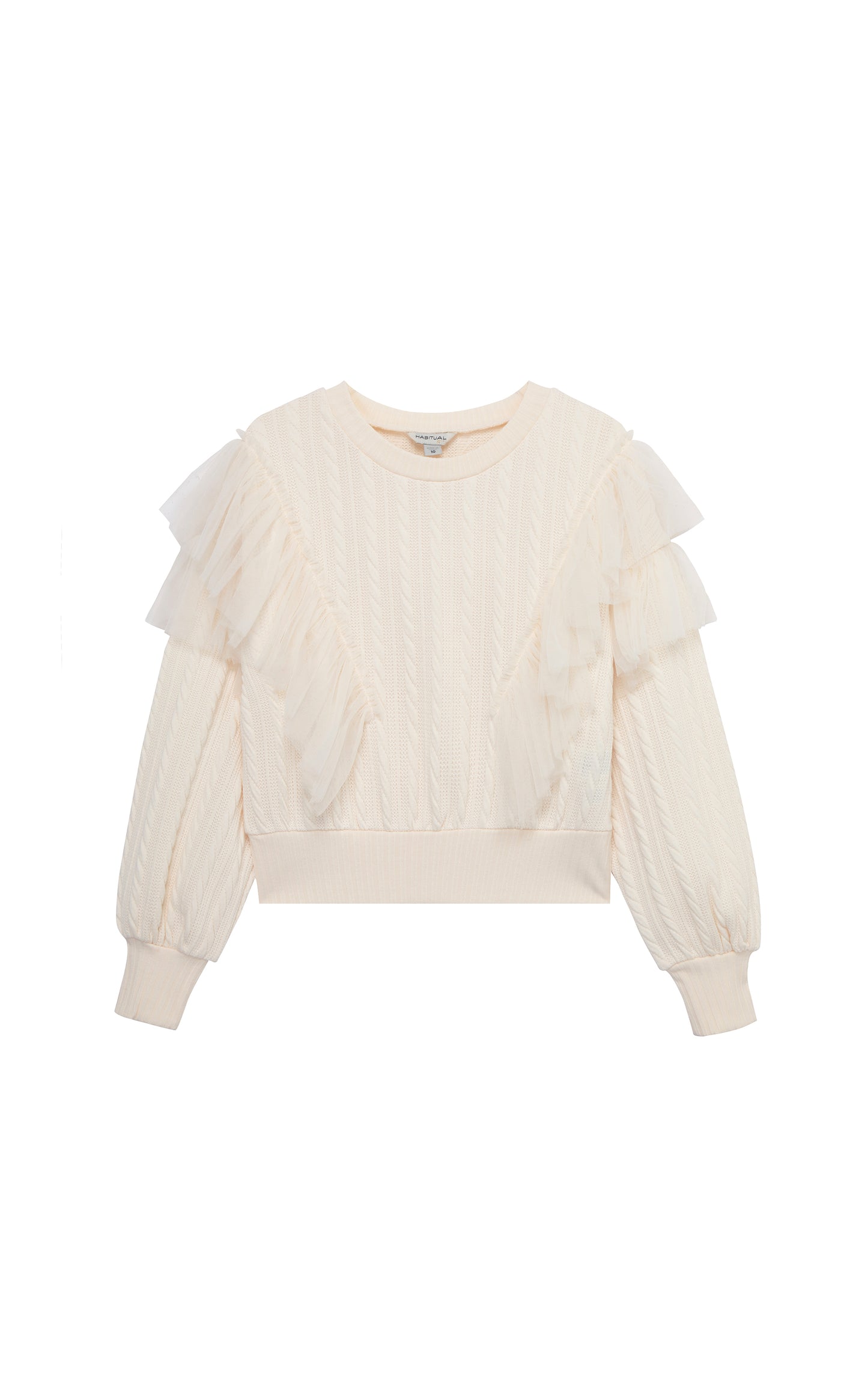 Mesh Ruffle Cable Sweater | 7-16