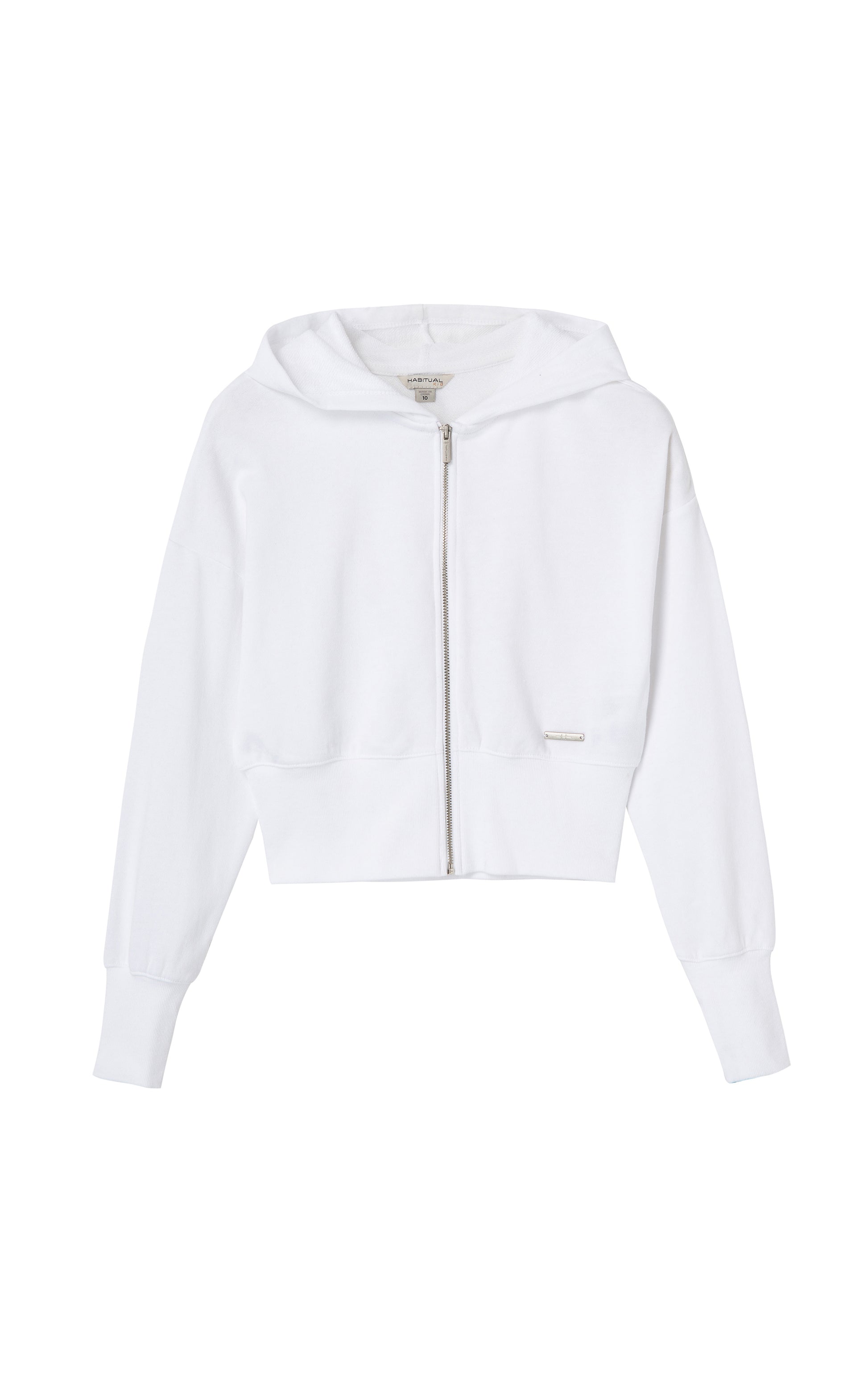 Front View White Zip-Up Hoodie 