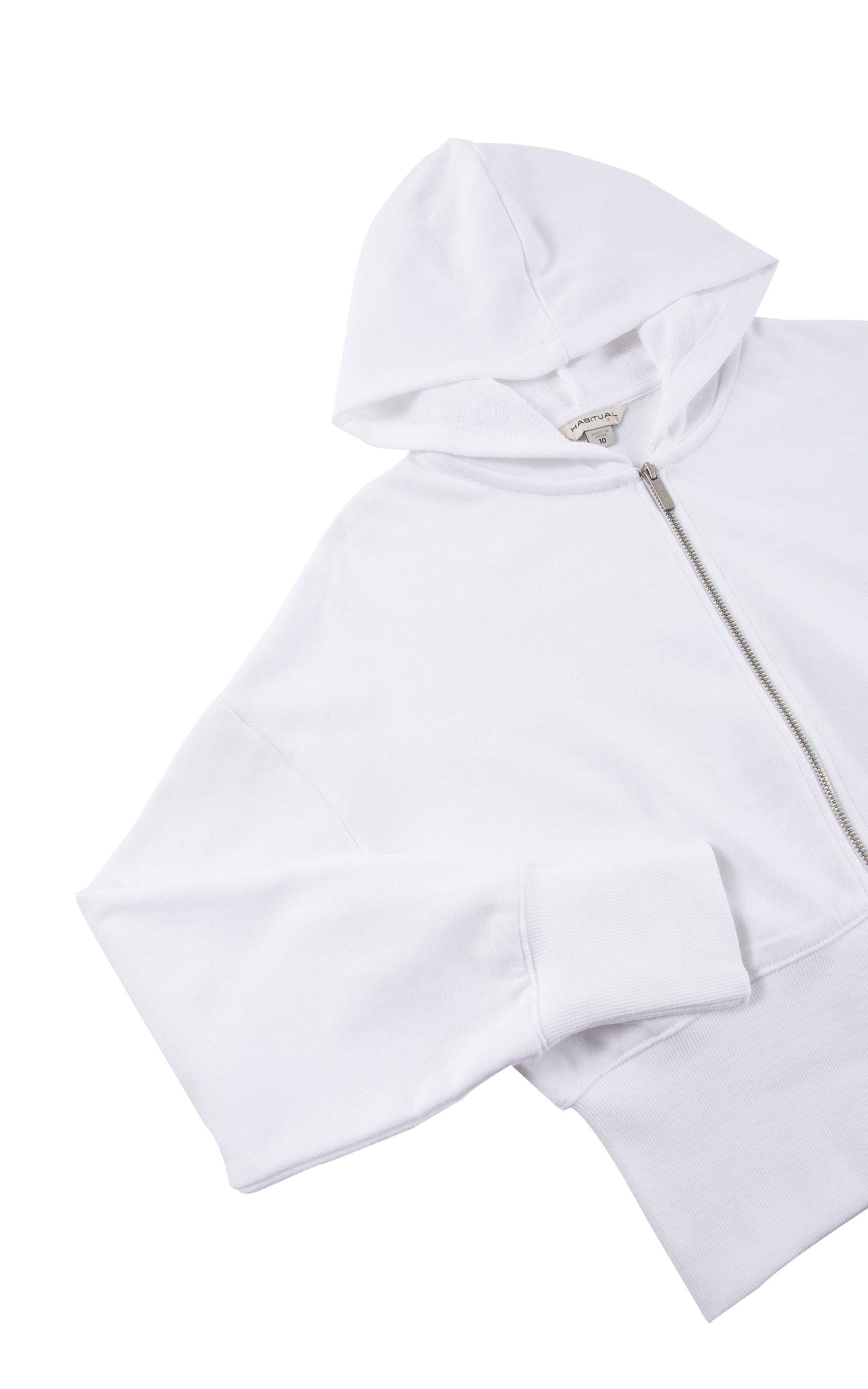 Sleeve View White Zip-Up Hoodie 
