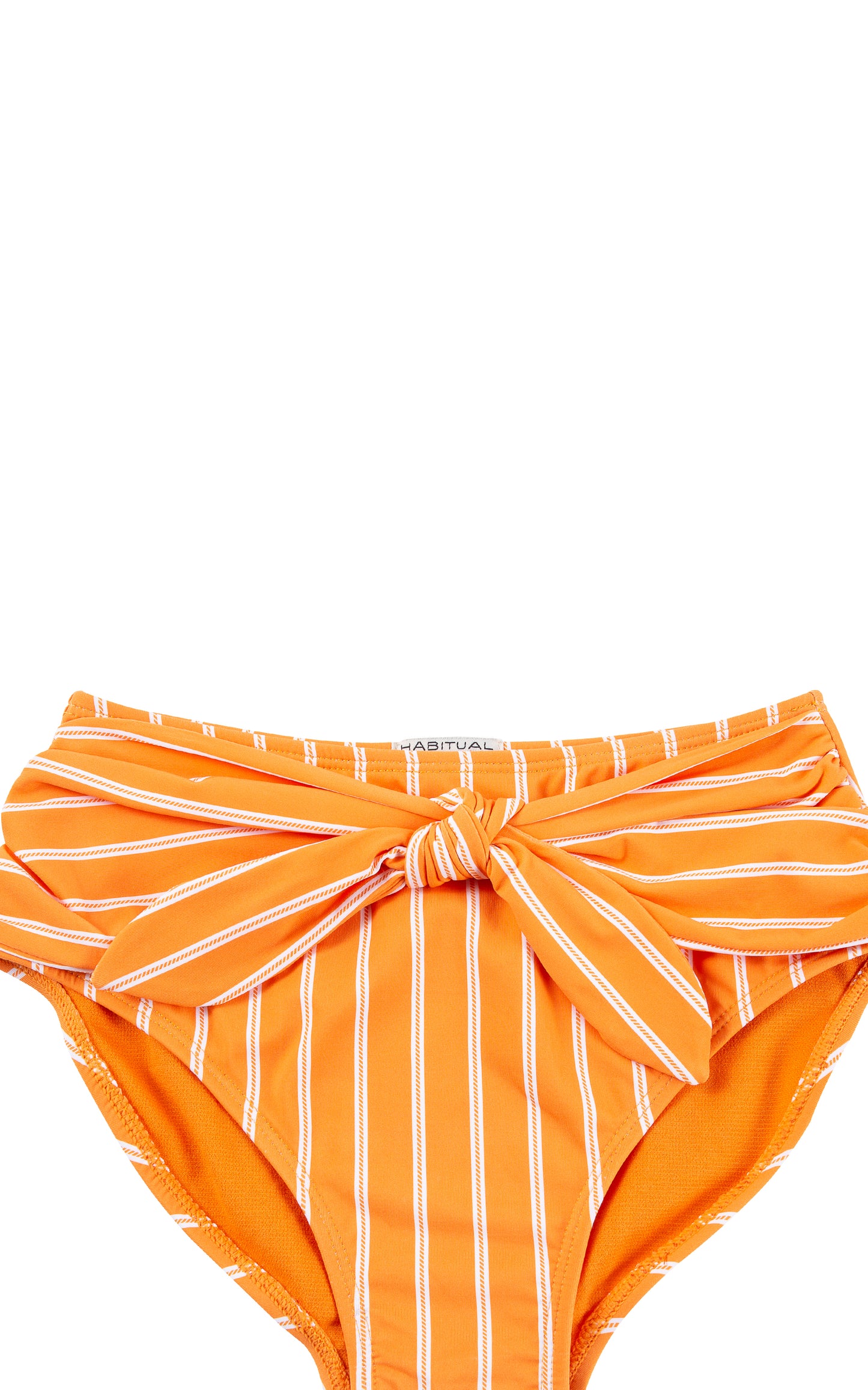Close up of orange bottom with white stripes