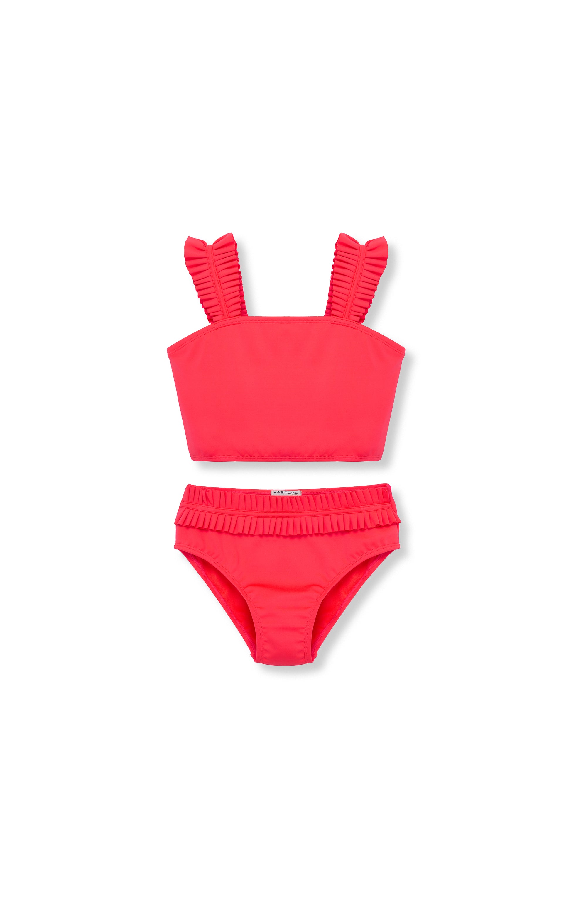 Poolside Party Red Ruffled Bikini Top