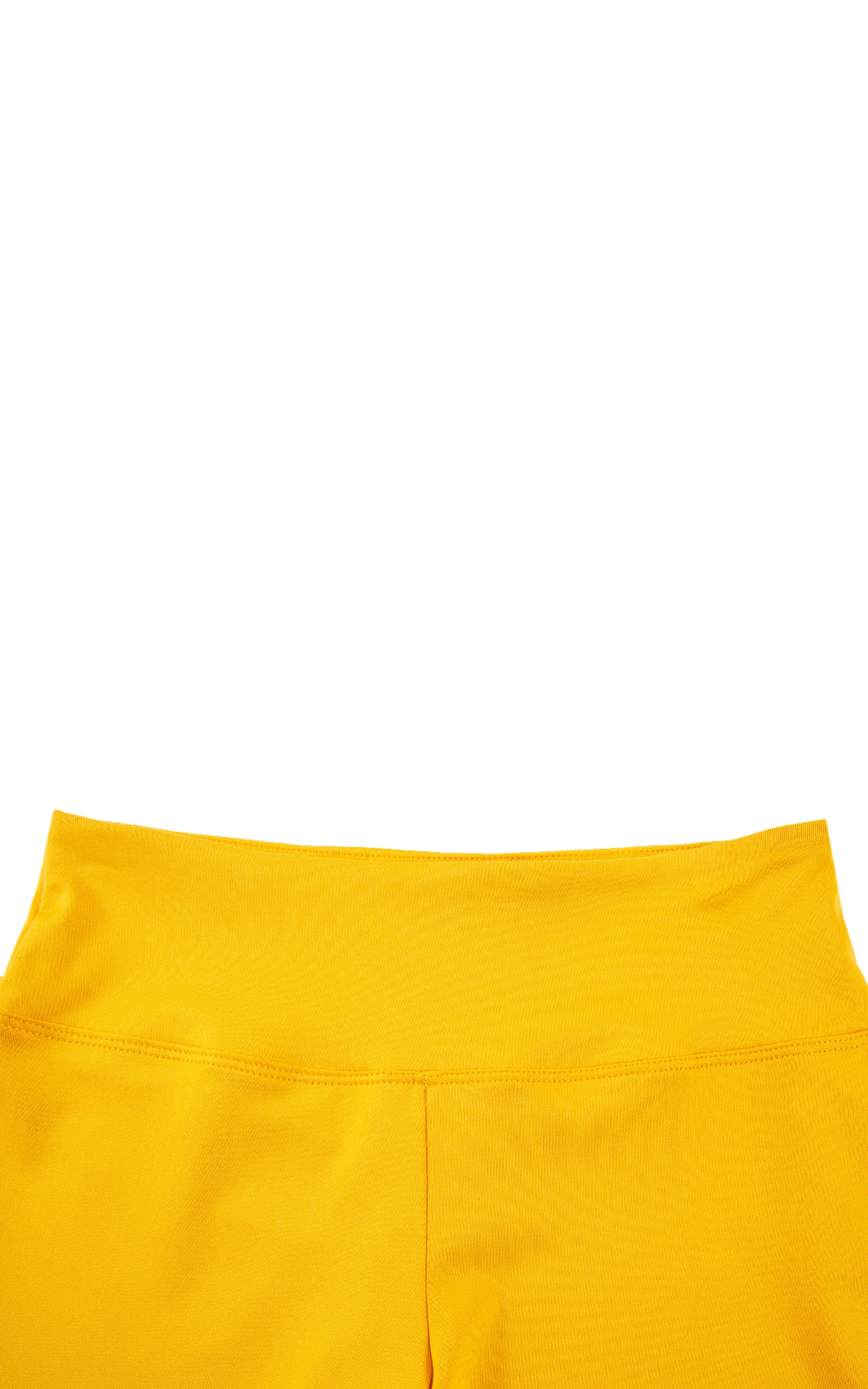 Close up of yellow short waistband.