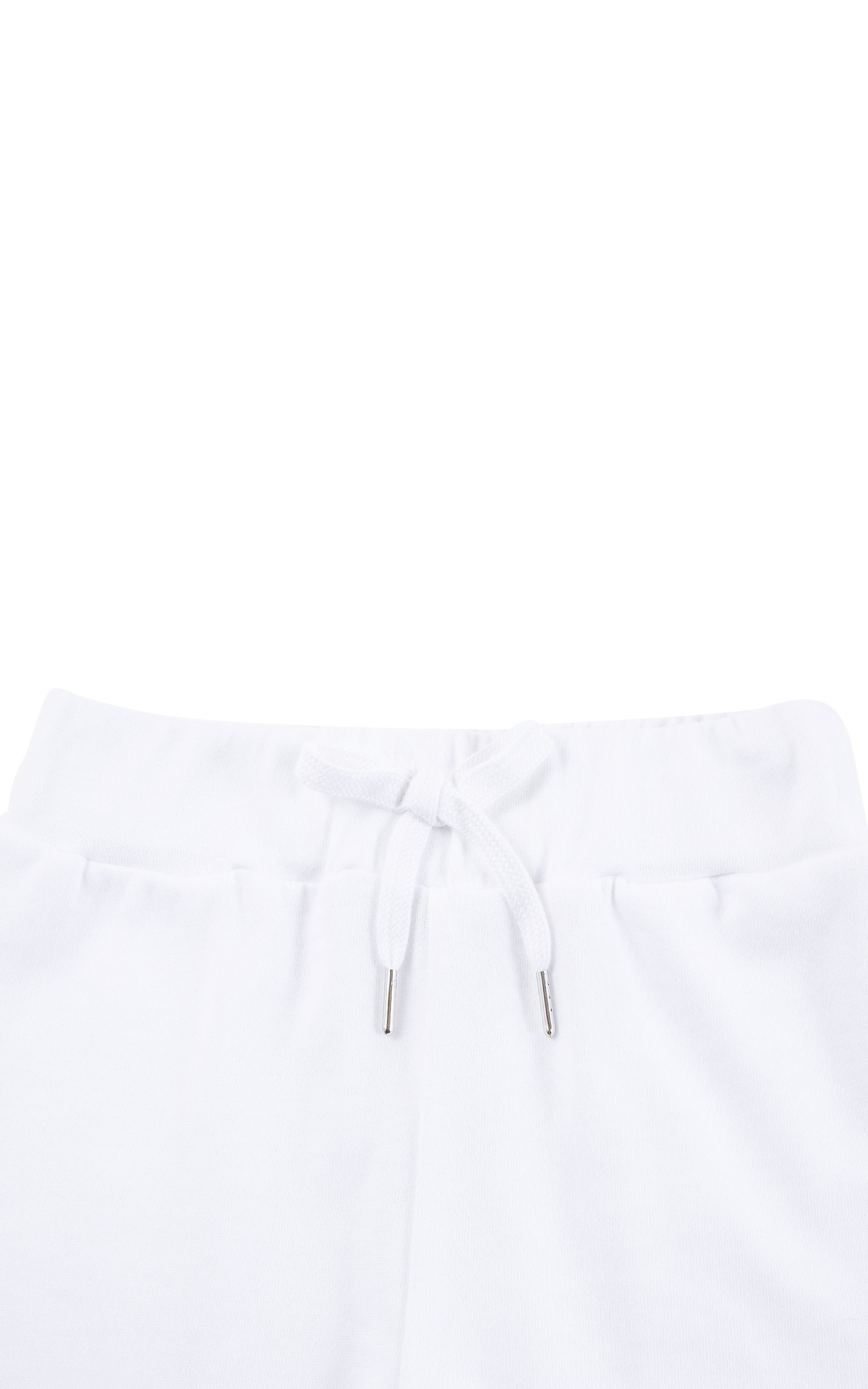 Close up of white French terry cloth shorts