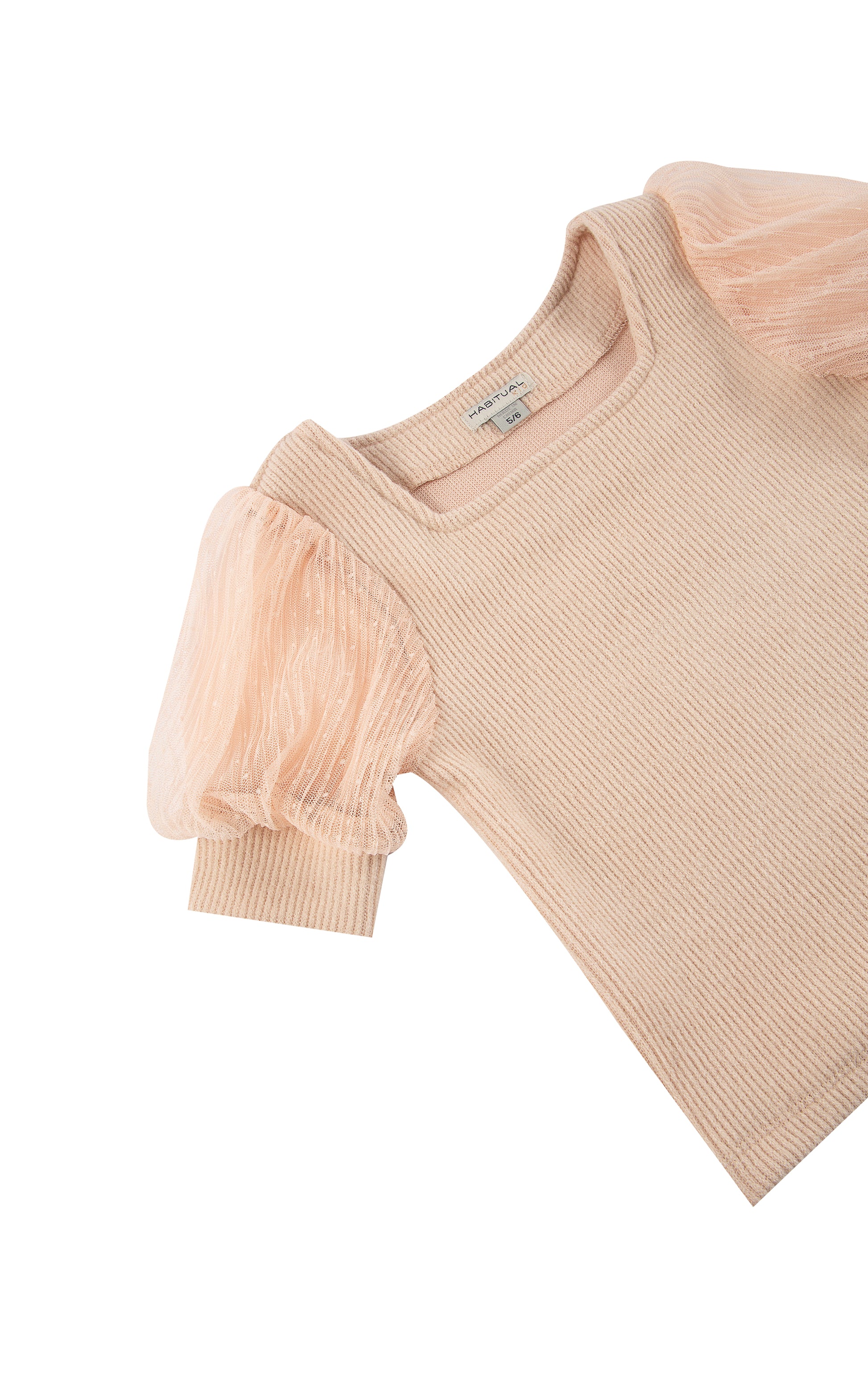 Detail view of pink sweater 